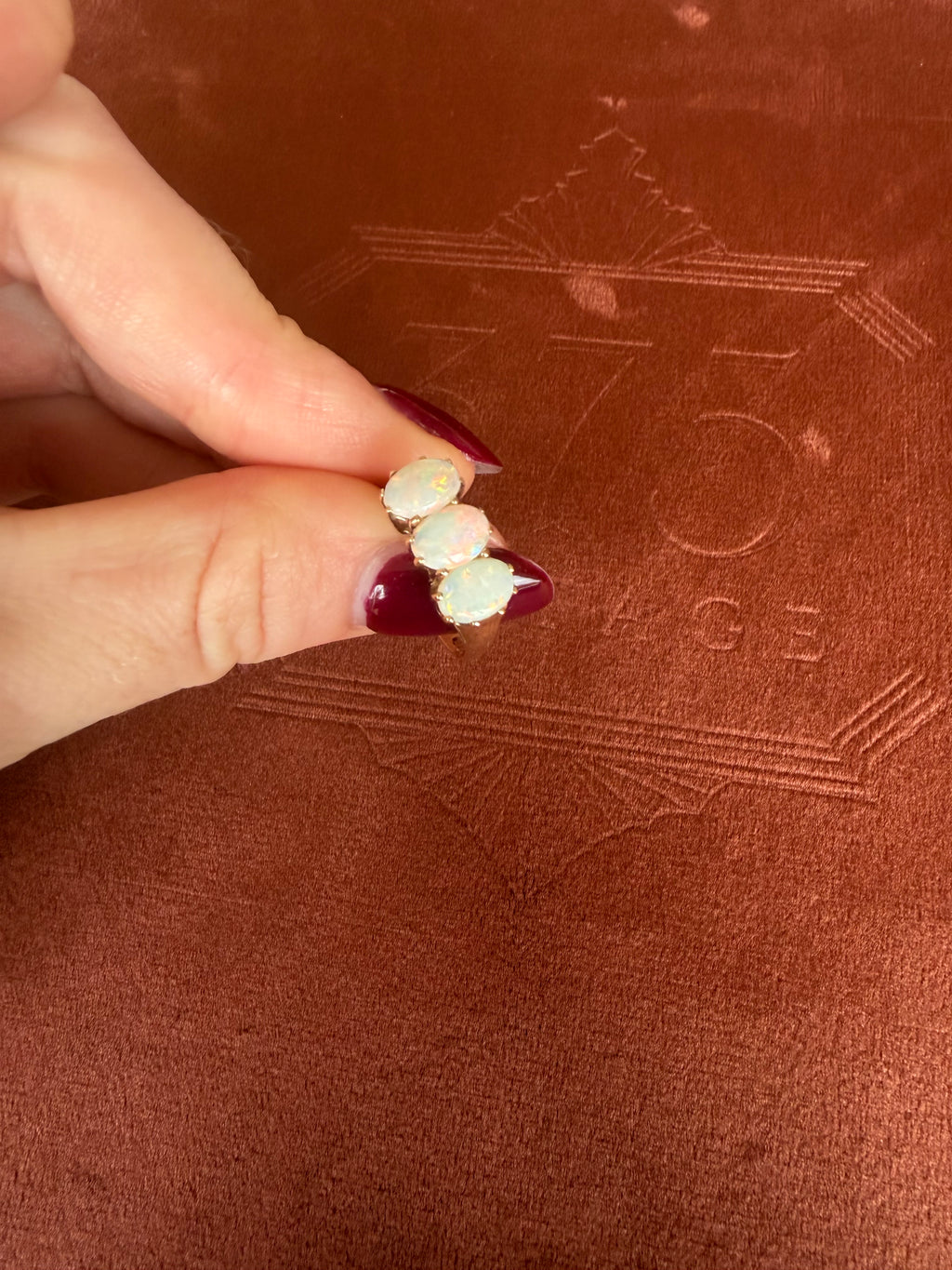 9ct Yellow Gold Three Stone Opal Ring