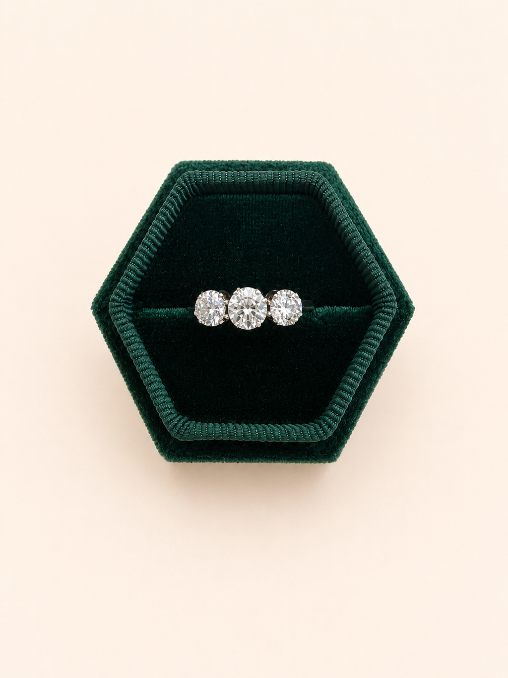 18ct Yellow Gold Old European Cut Diamond Trilogy Ring