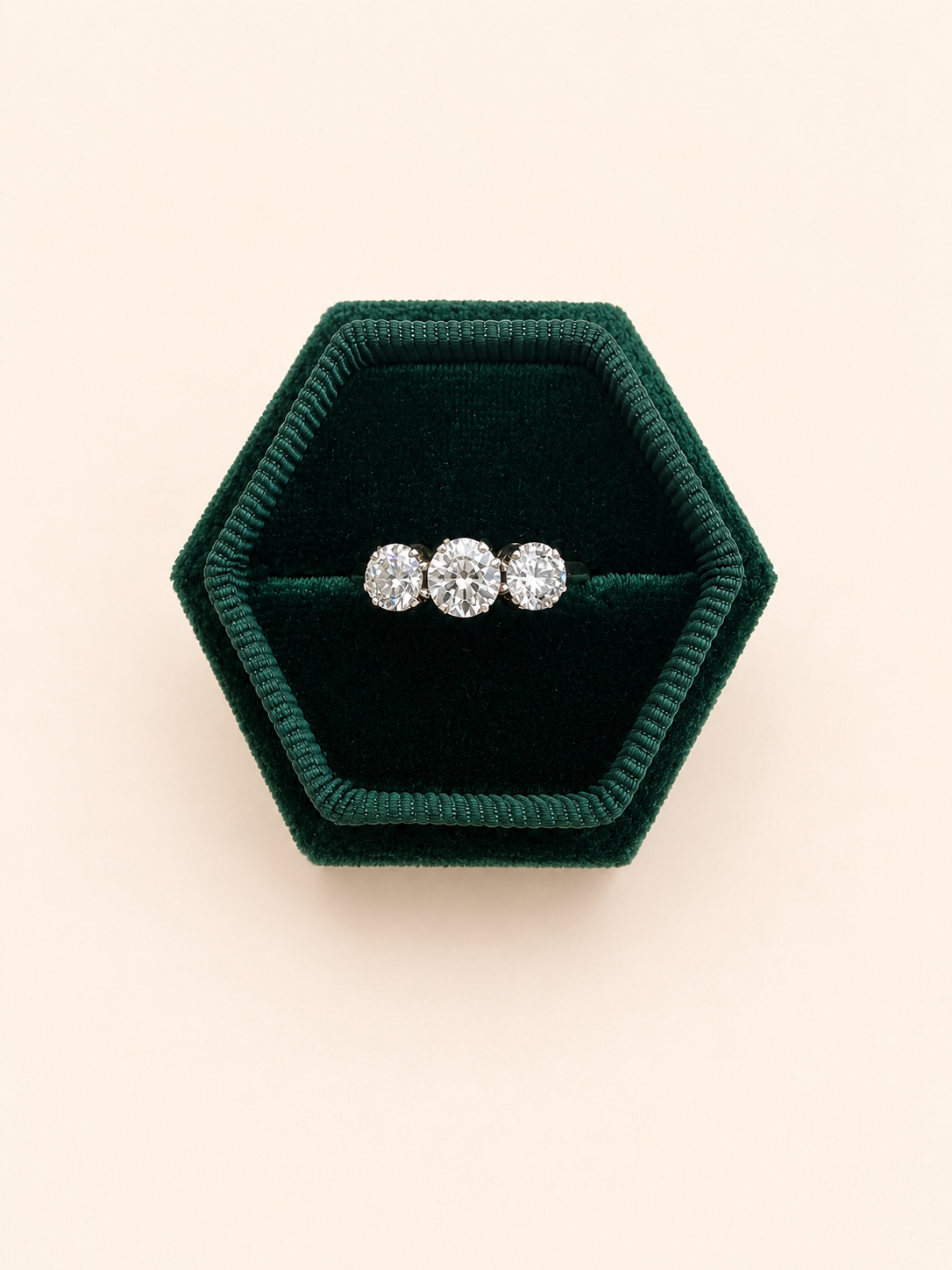 18ct Yellow Gold Old European Cut Diamond Trilogy Ring