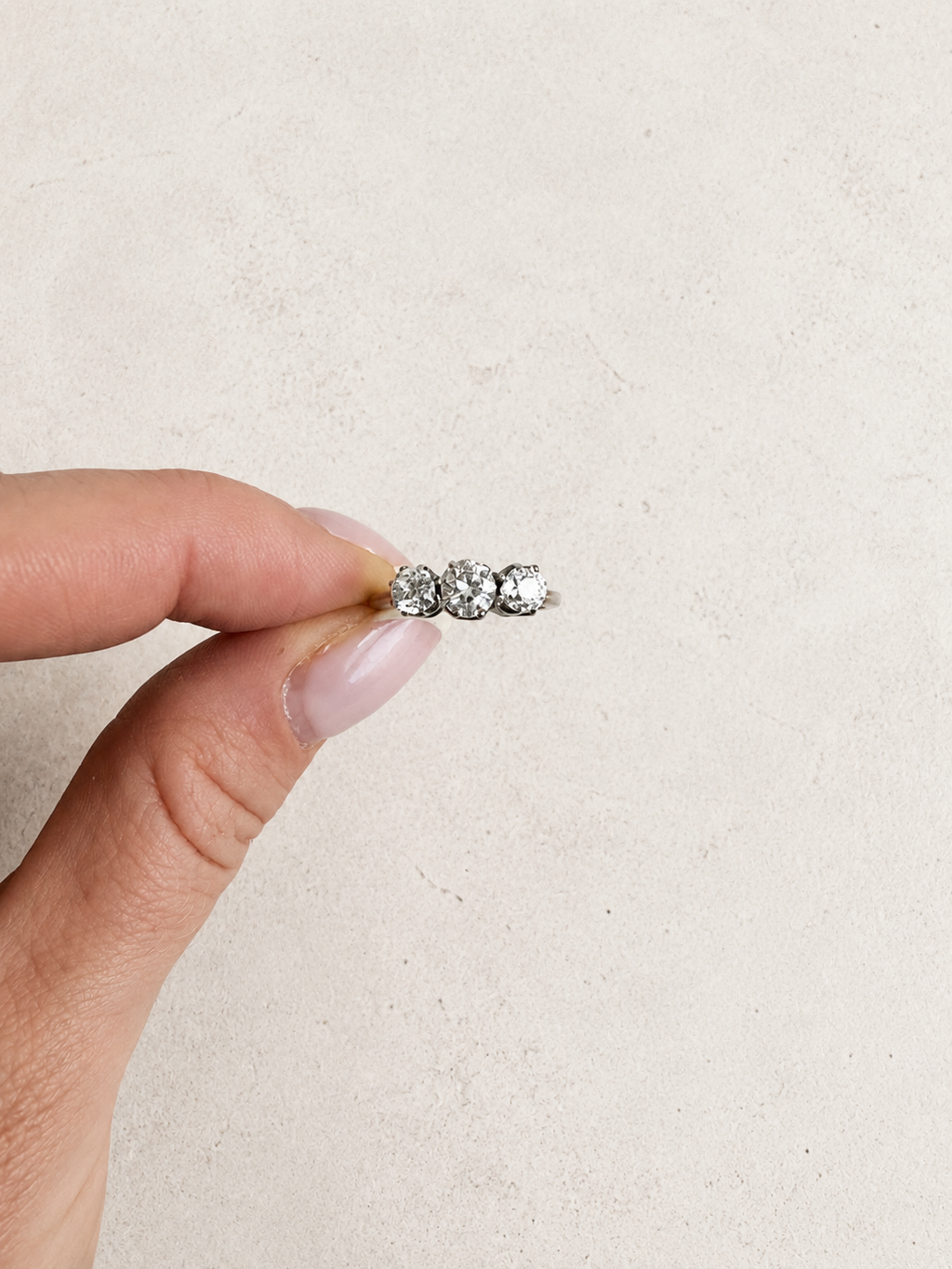 18ct Yellow Gold Old European Cut Diamond Trilogy Ring