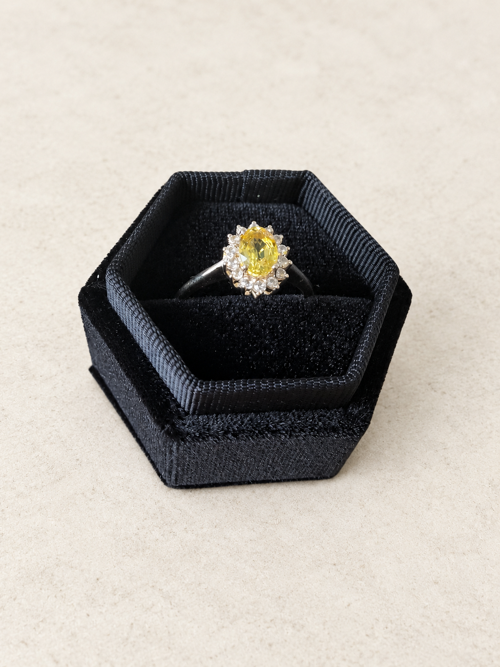 9ct Yellow Gold Yellow Sapphire and CZ Ring