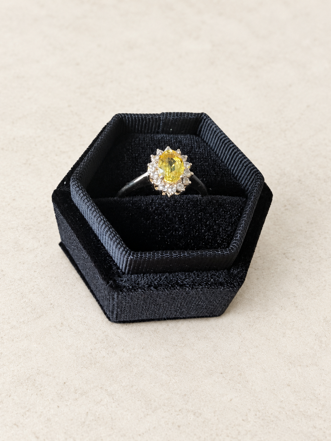 9ct Yellow Gold Yellow Sapphire and CZ Ring