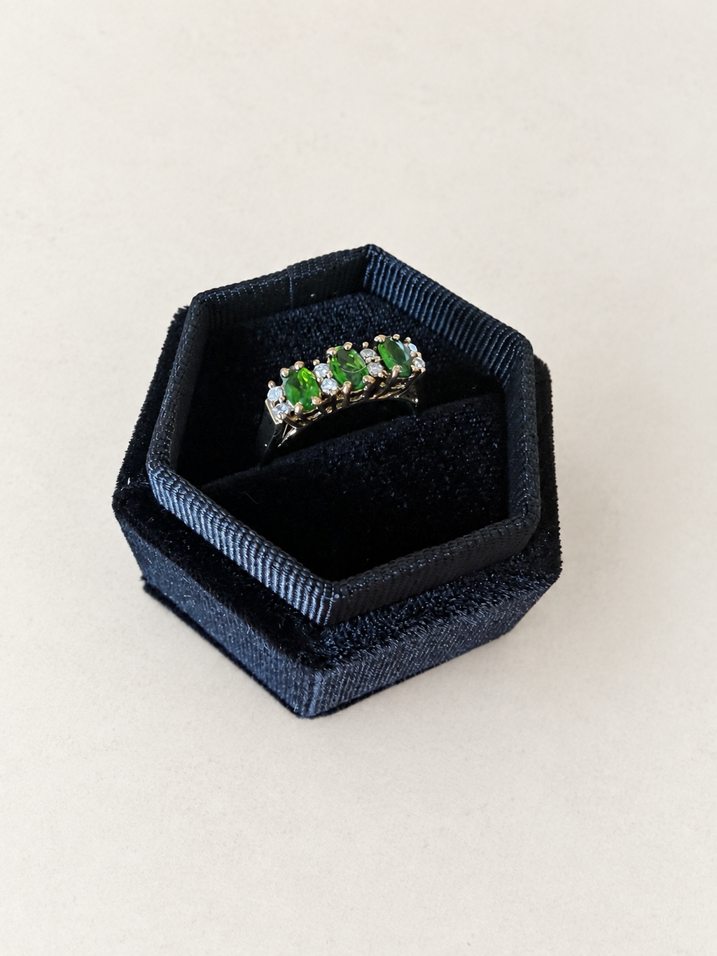 9ct Yellow Gold Gemstone and Diamond Ring