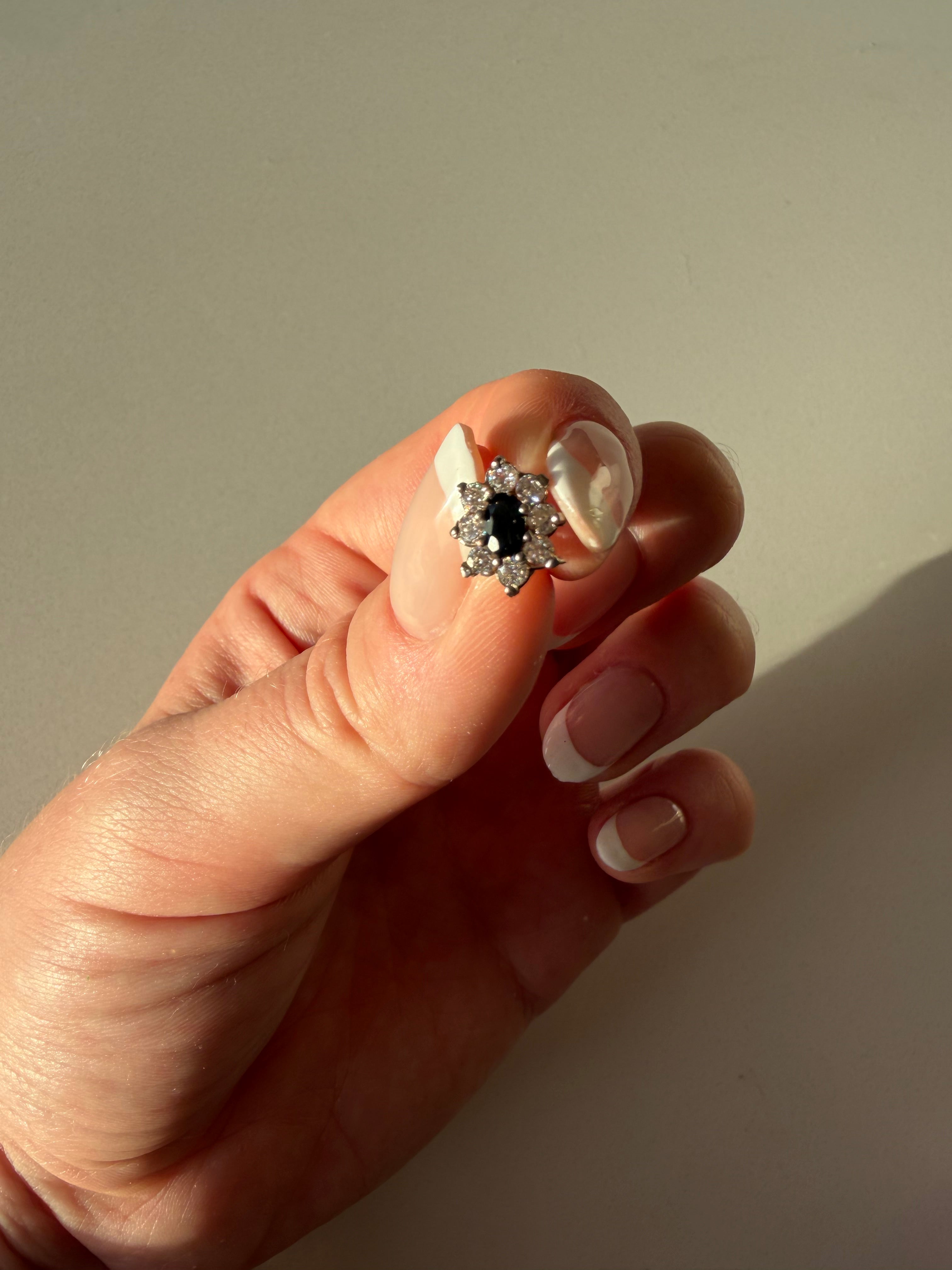 9ct Yellow Gold Sapphire Cluster Earrings