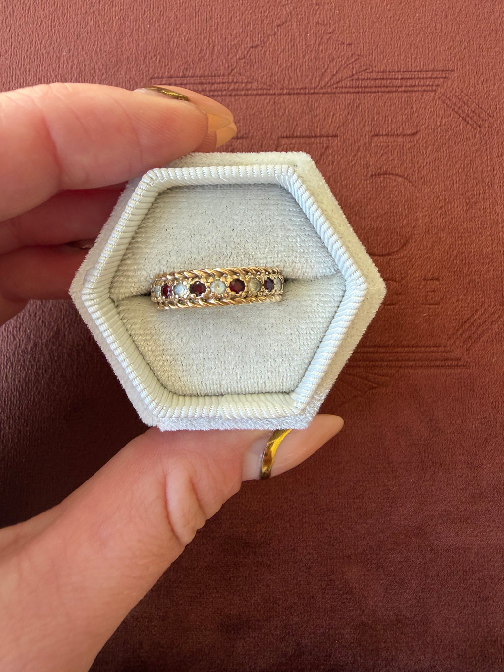 9ct Yellow Gold Garnet and CZ Eternity Ring