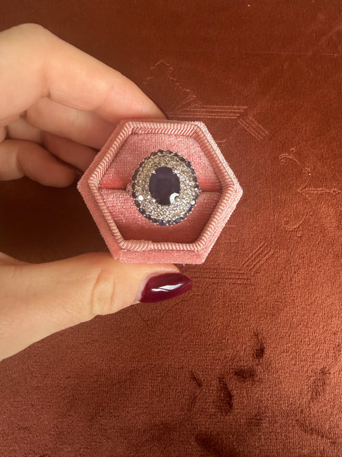 14ct White Gold Diamonds and Sapphire Cluster Ring