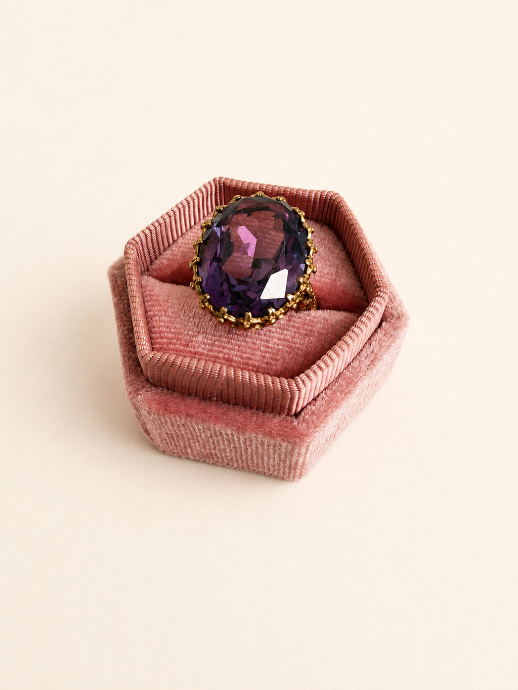 9ct Yellow Gold Amethyst Cocktail Ring
