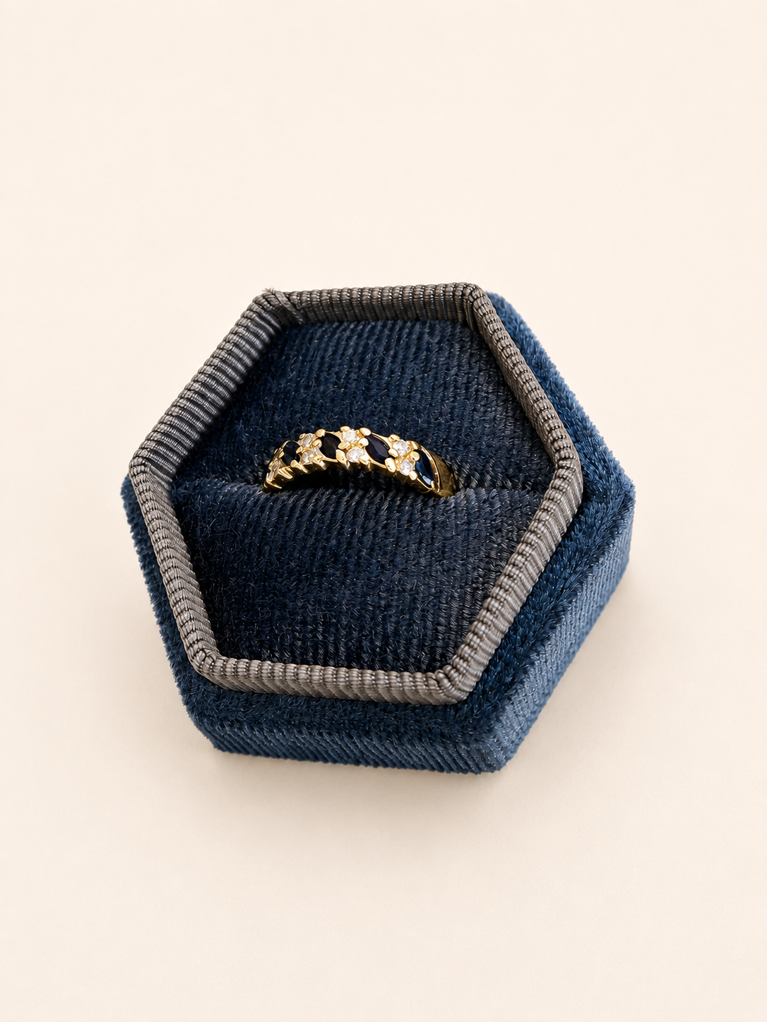 9ct Yellow Gold Sapphire and Diamond Ring