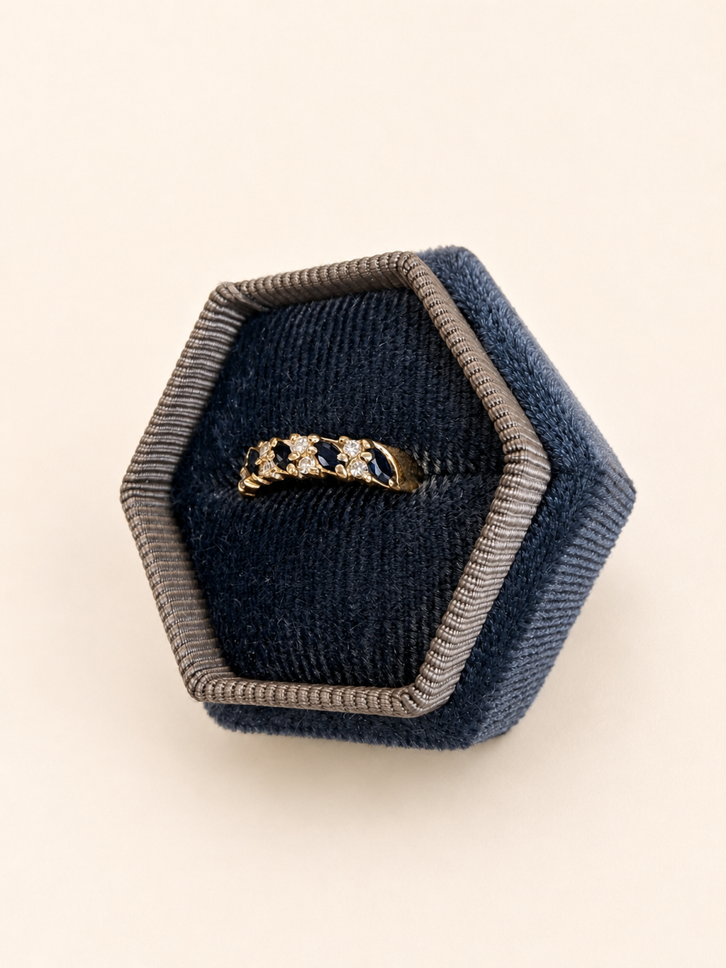 9ct Yellow Gold Sapphire and Diamond Ring