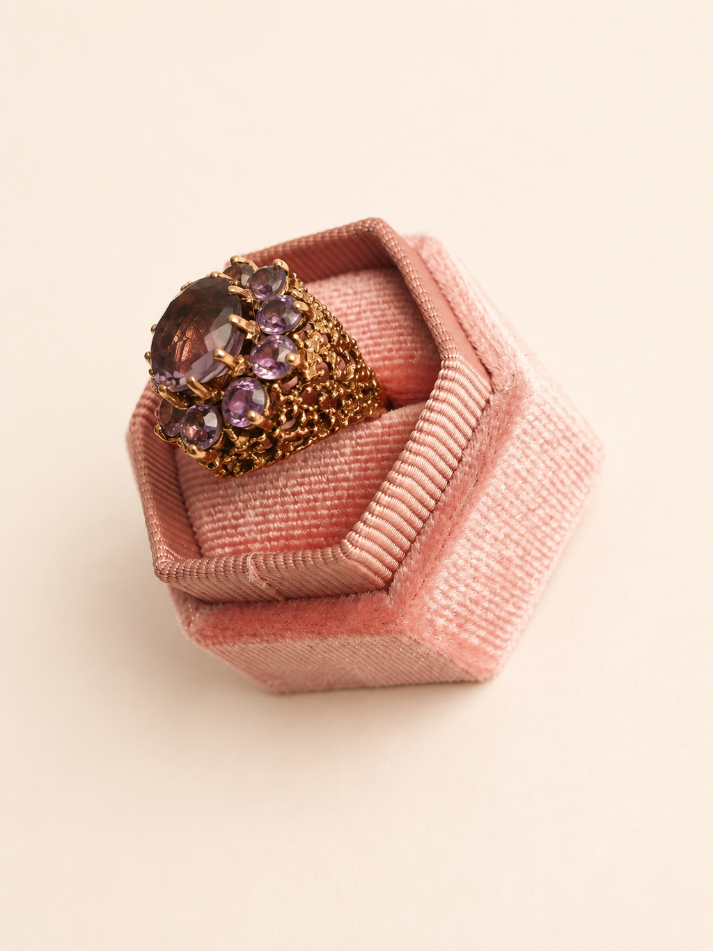 9ct Yellow Gold Amethyst Cocktail Ring