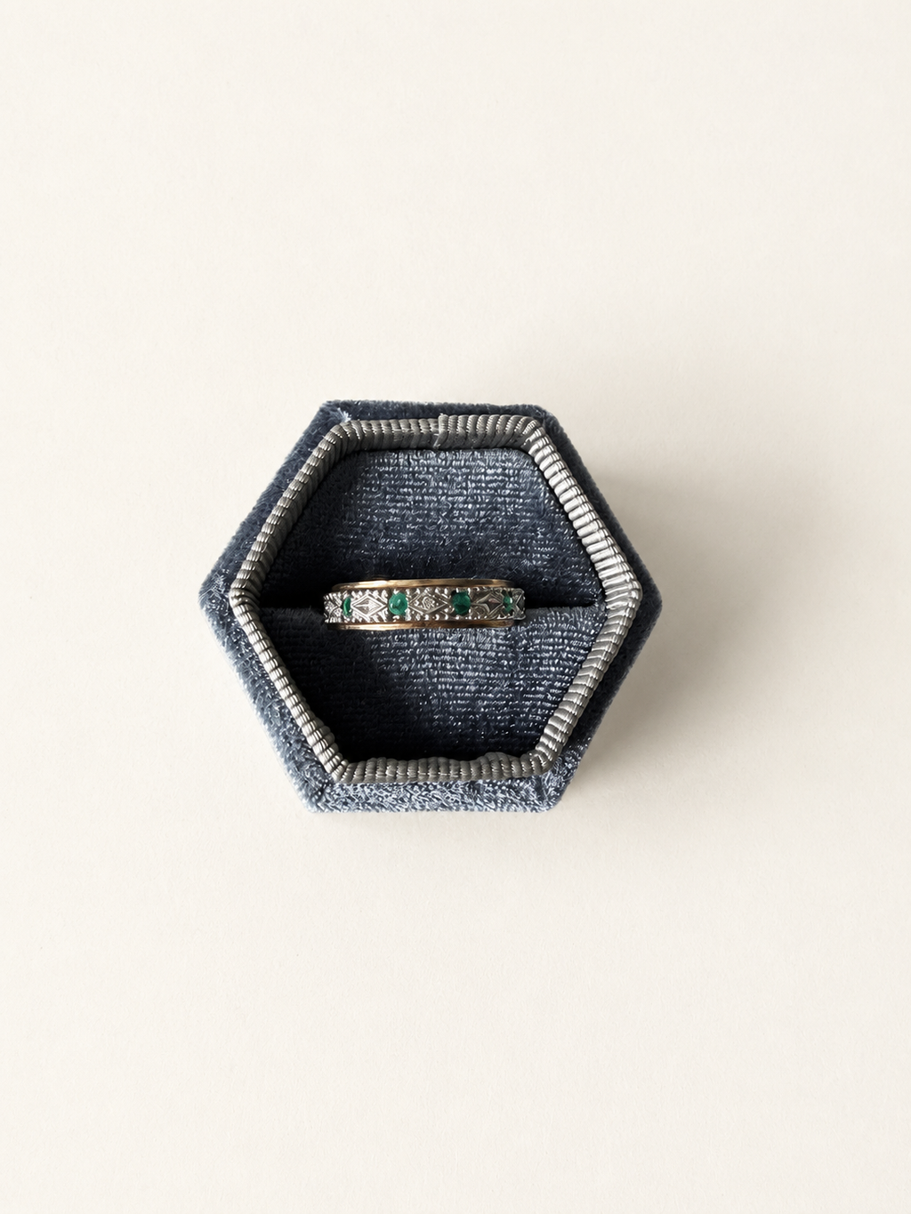 9ct Yellow Gold Diamond and Emerald Eternity Ring