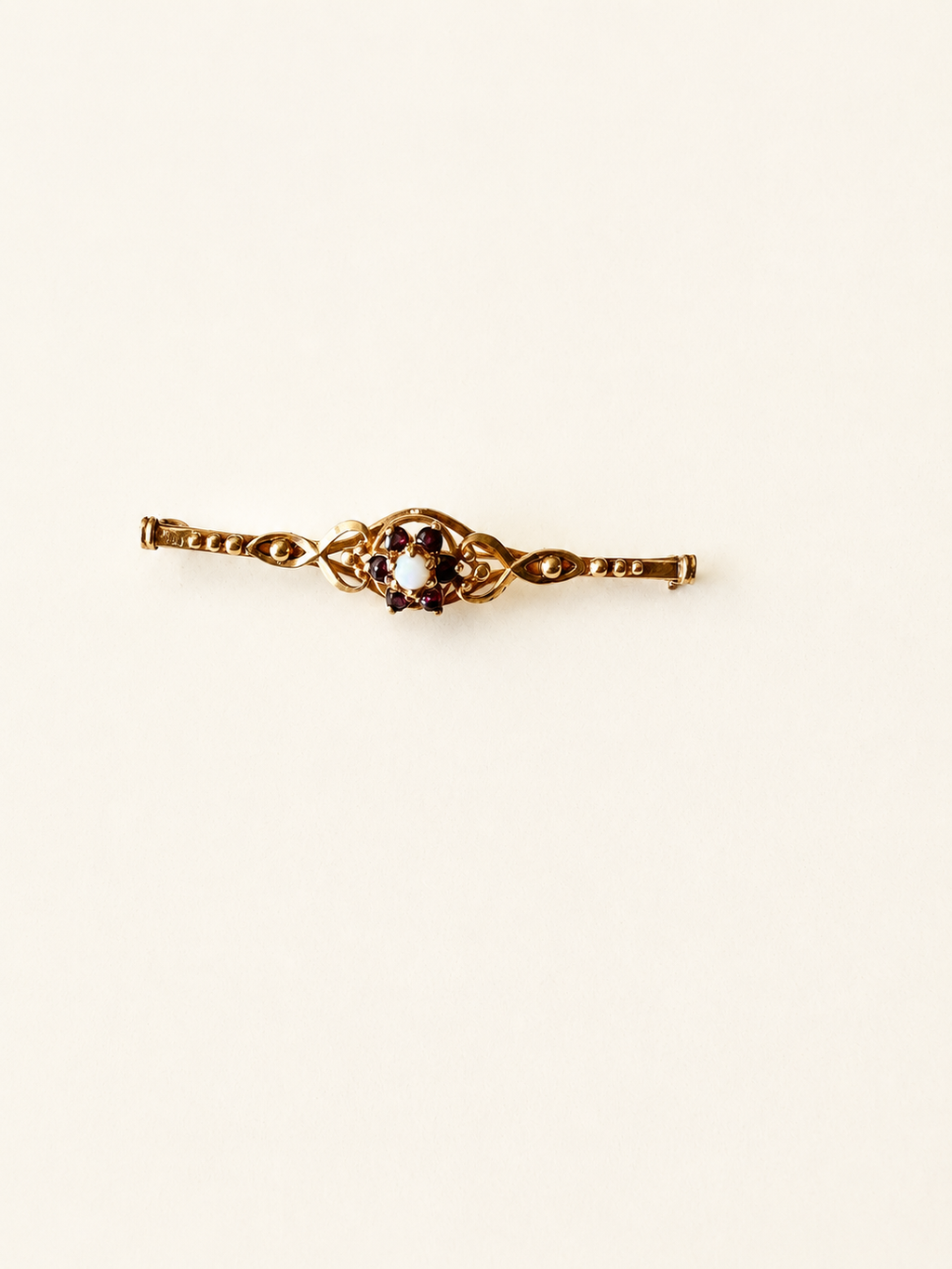 9ct Yellow Gold Opal and Ruby Brooch