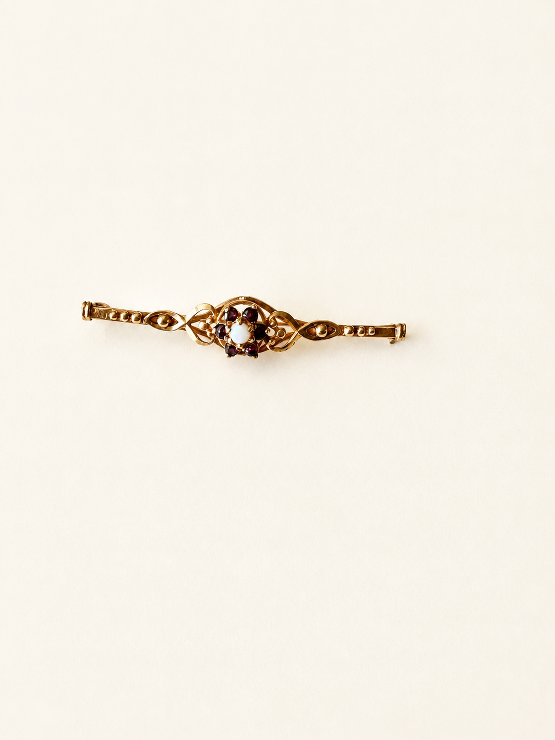 9ct Yellow Gold Opal and Ruby Brooch