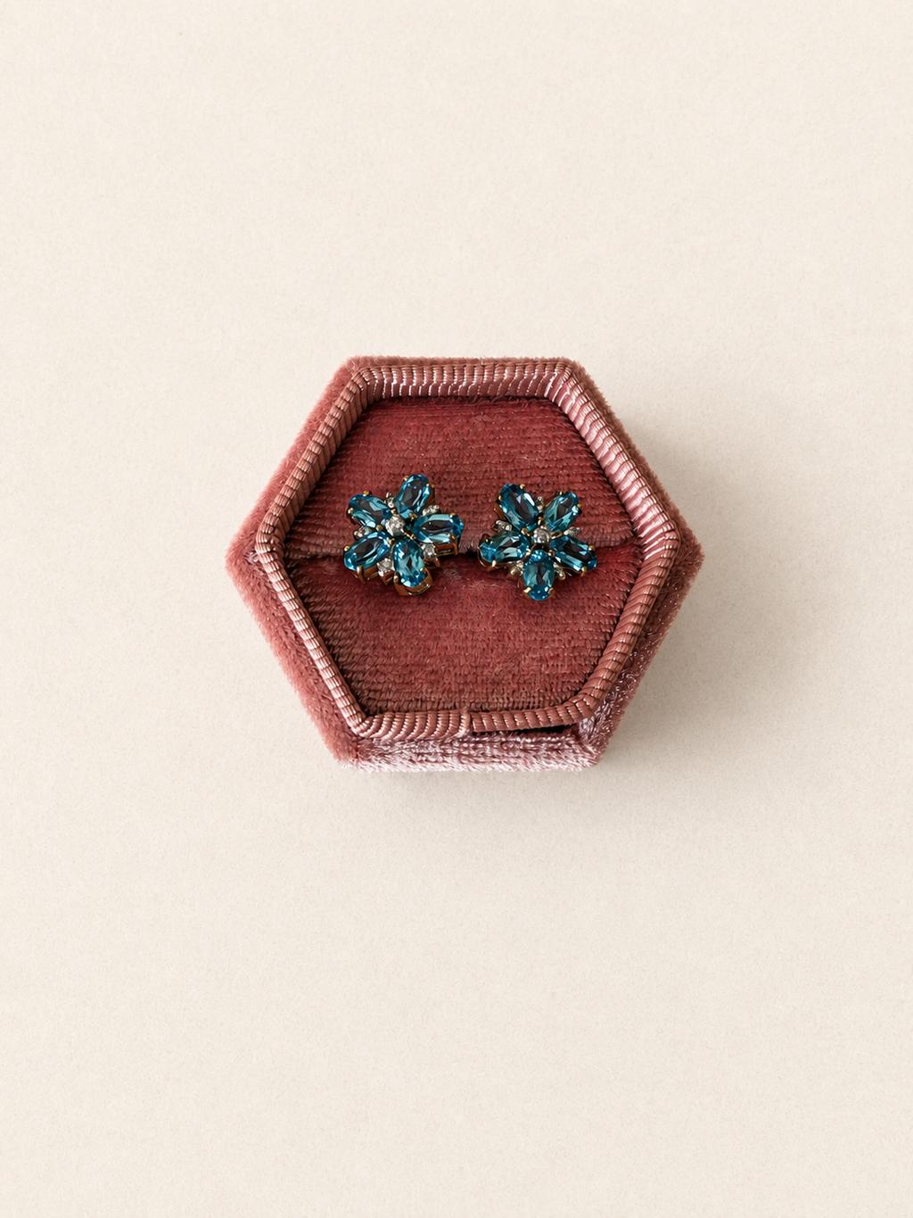 9ct Yellow Gold Topaz Flower Stud Earrings