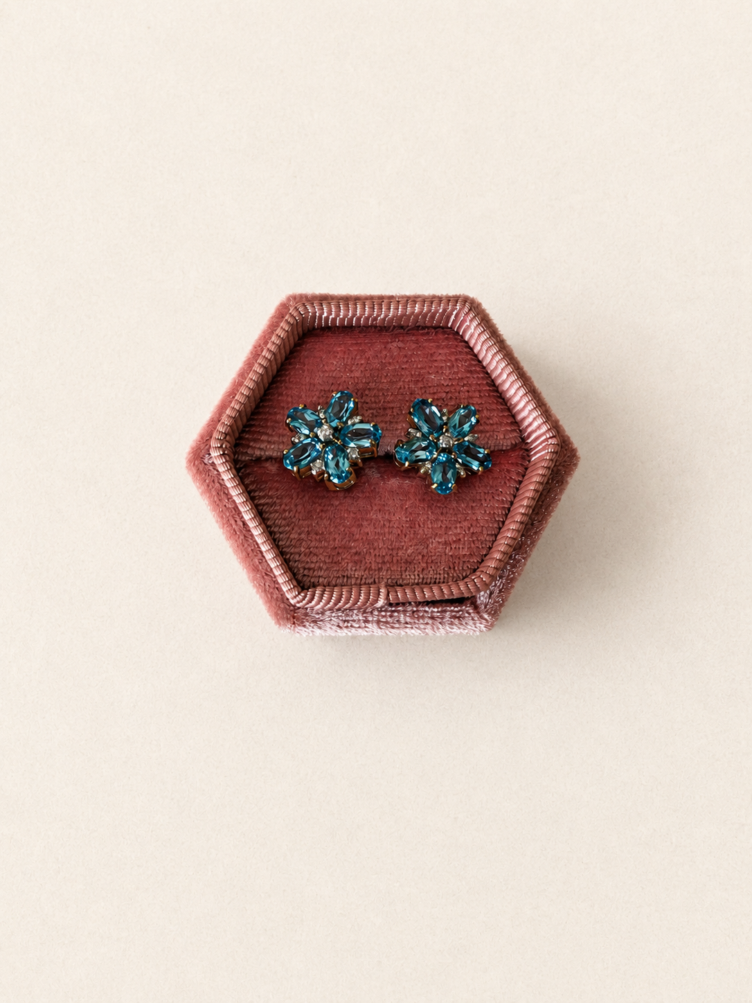 9ct Yellow Gold Topaz Flower Stud Earrings