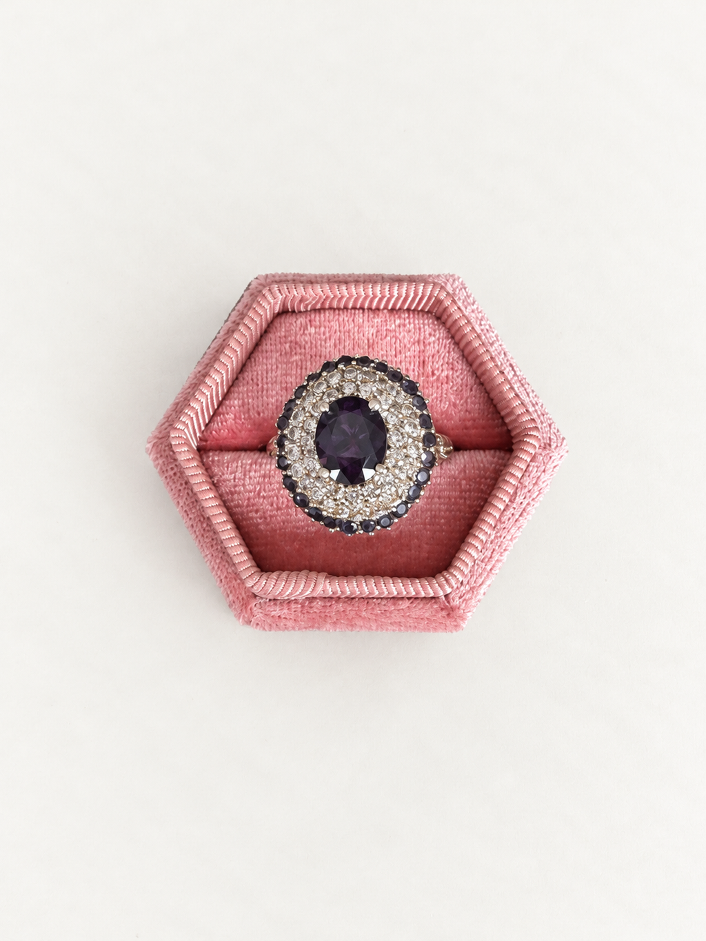 14ct White Gold Diamonds and Sapphire Cluster Ring
