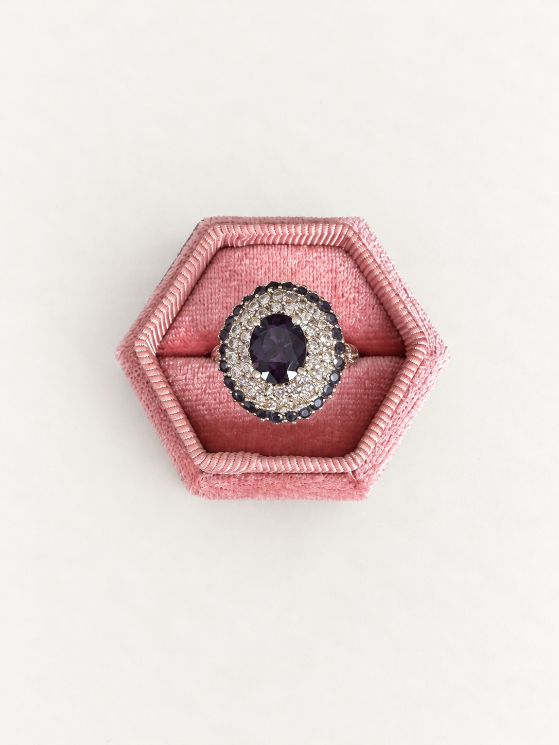 14ct White Gold Diamonds and Sapphire Cluster Ring