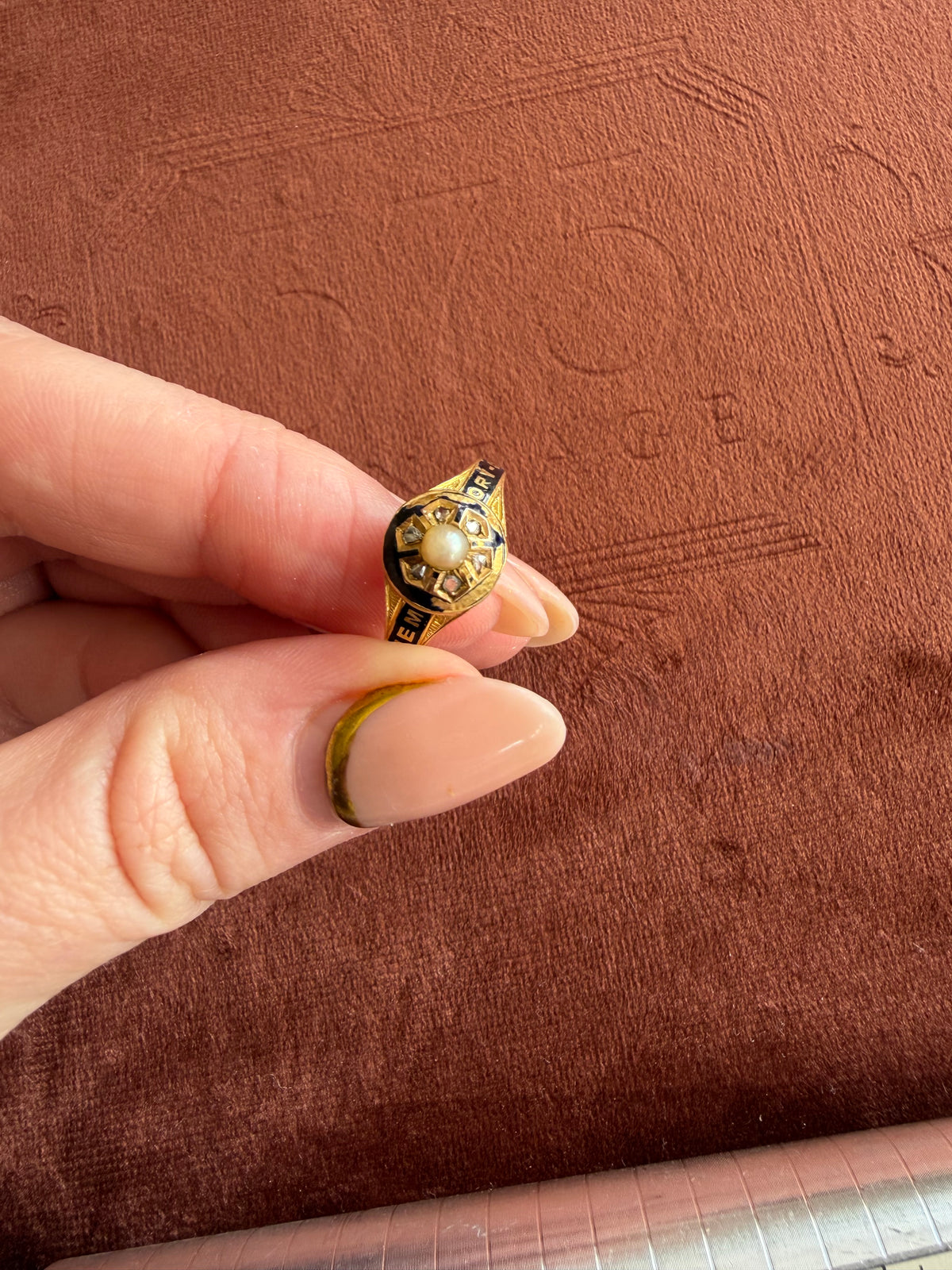 18ct Yellow Gold and Diamond Victorian Mourning Ring