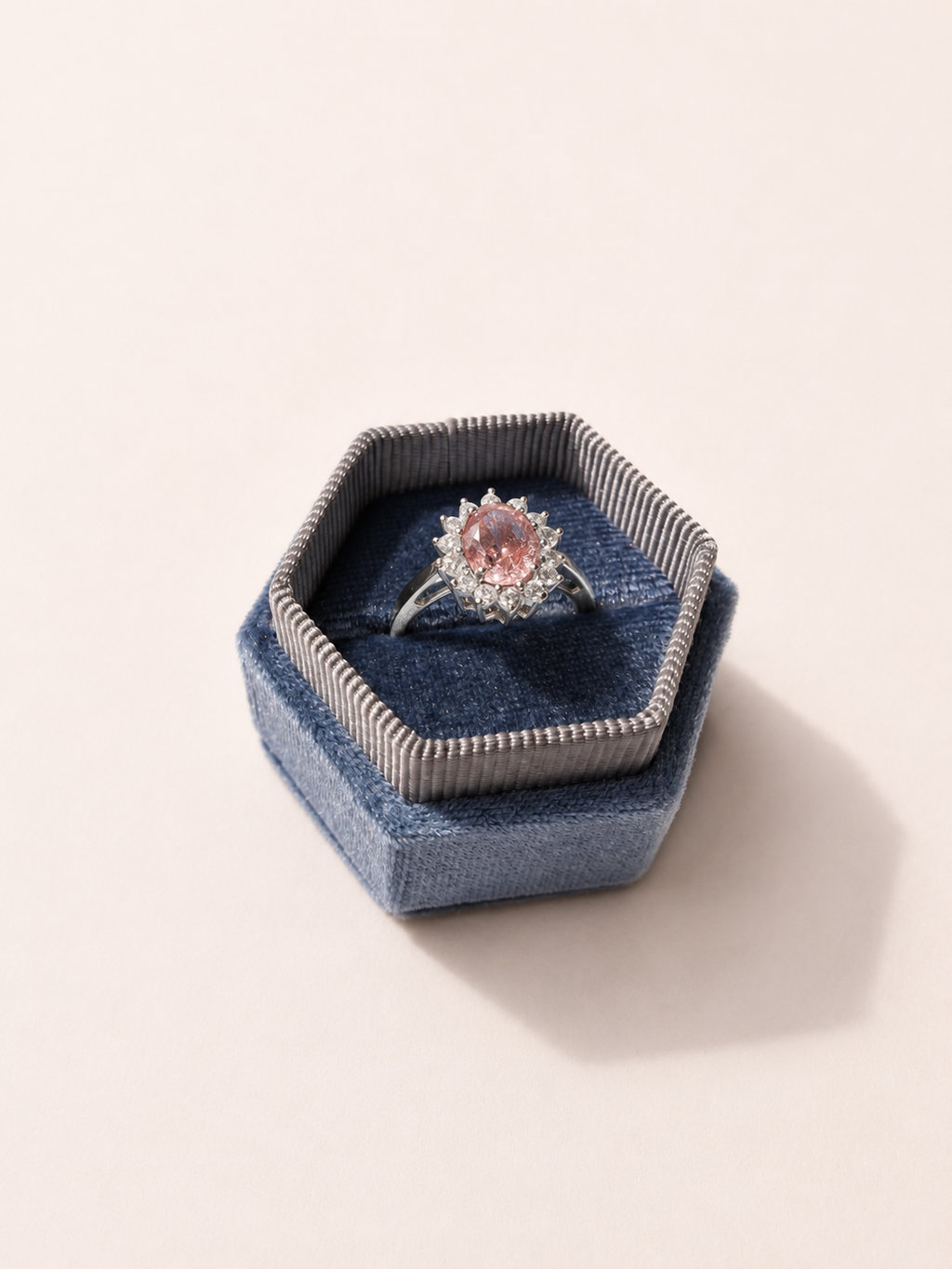 9ct White Gold CZ and Quartz Ring