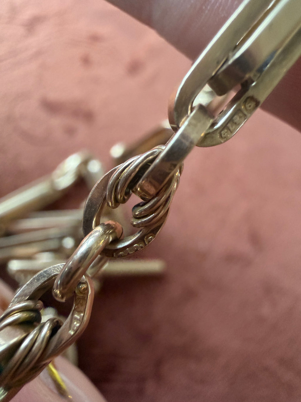 9ct Rose Gold Albert Chain with Bloodstone and Carnelian Swivel Fob 13 inches