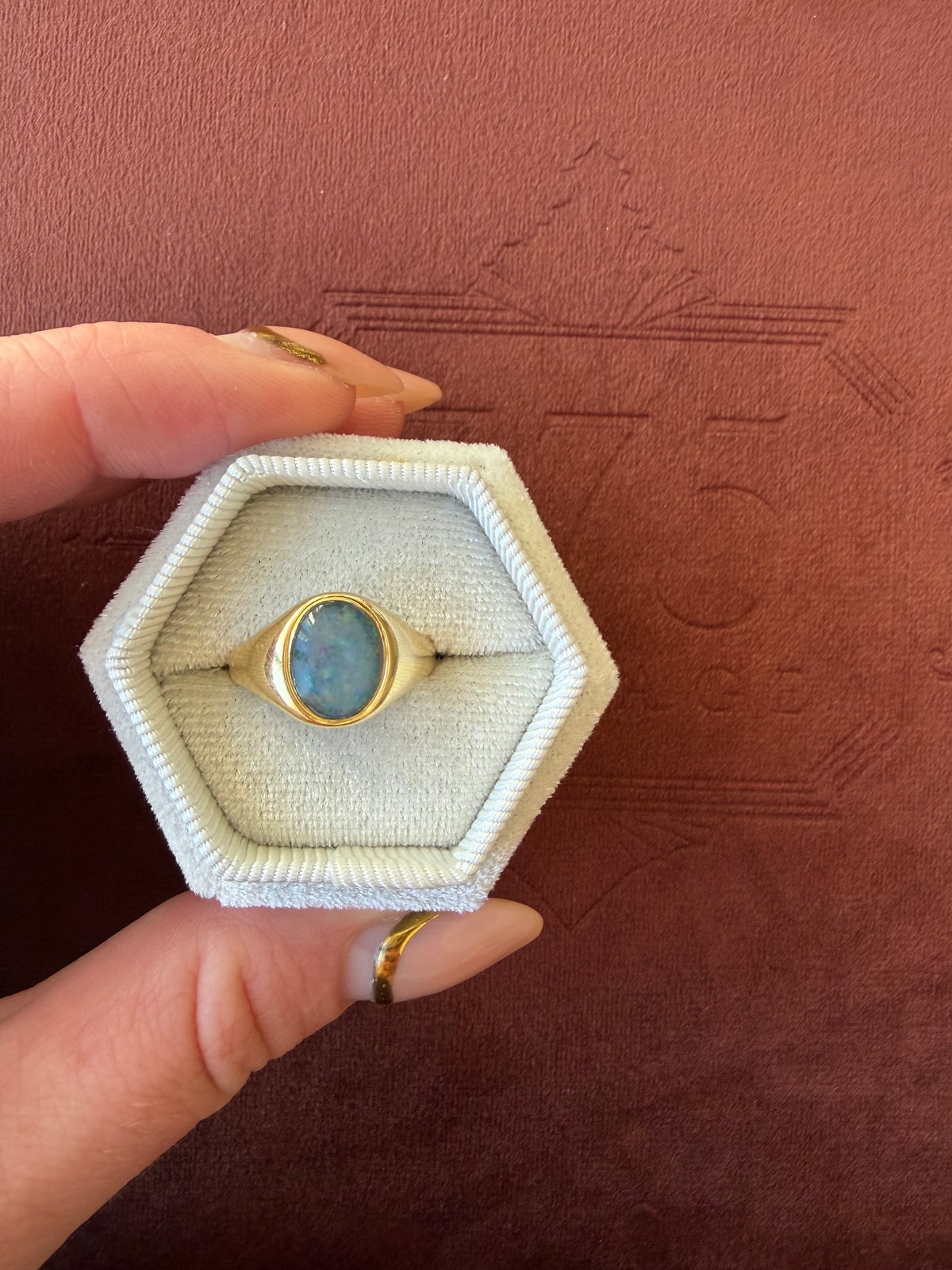 18ct Yellow Gold Opal Signet Ring
