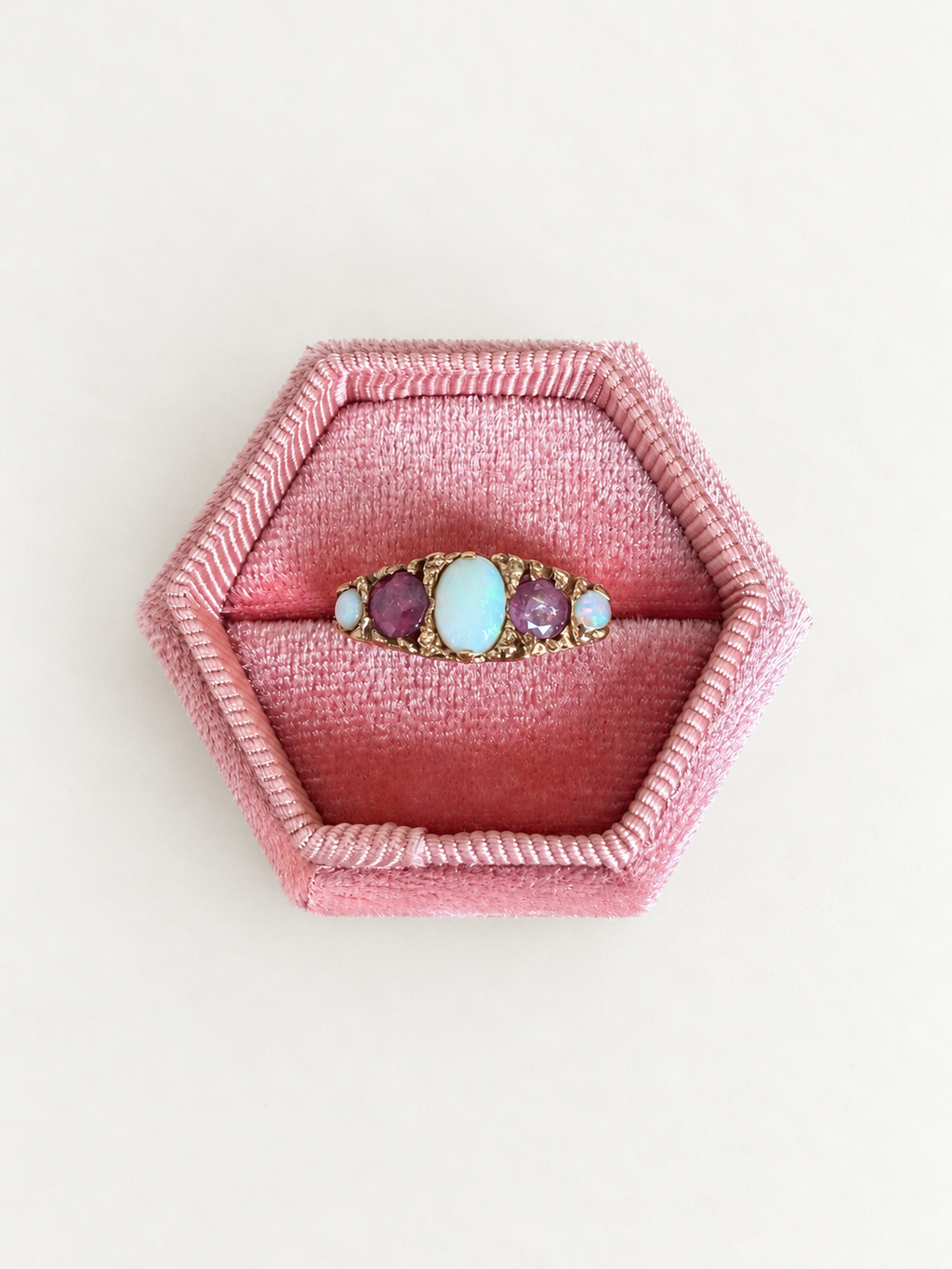 9ct Yellow Gold Opal and Ruby Ring