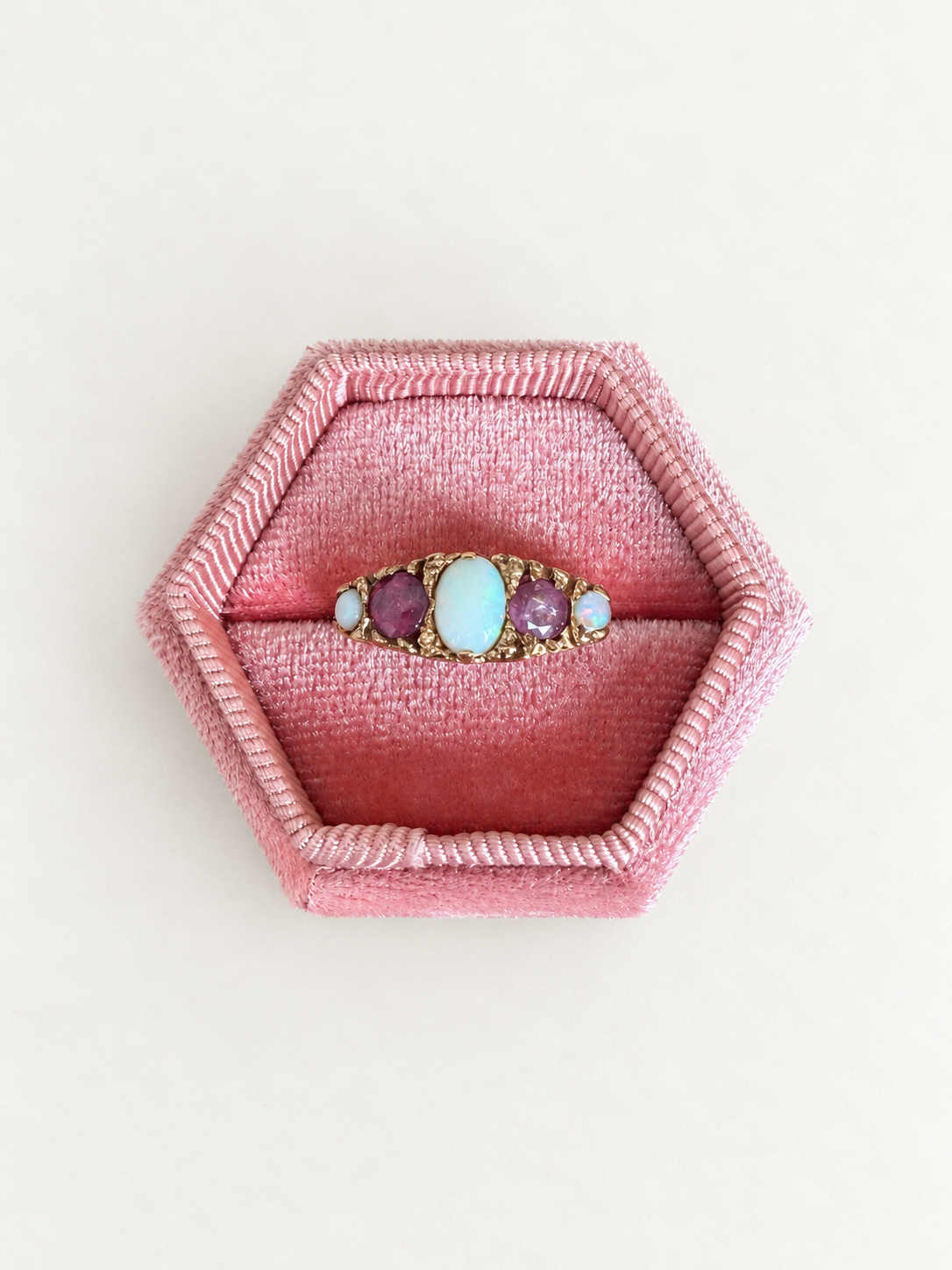 9ct Yellow Gold Opal and Ruby Ring