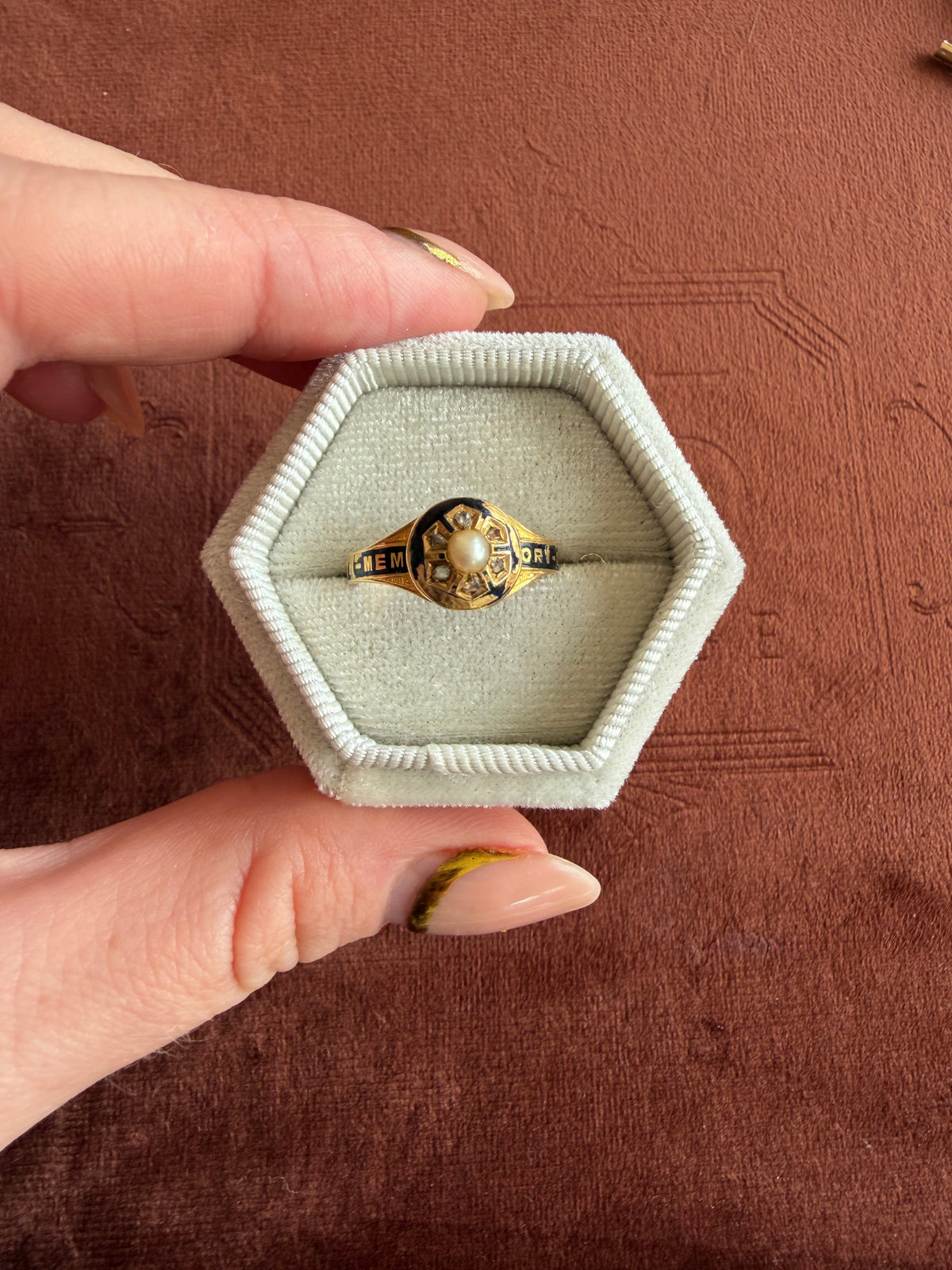 18ct Yellow Gold and Diamond Victorian Mourning Ring