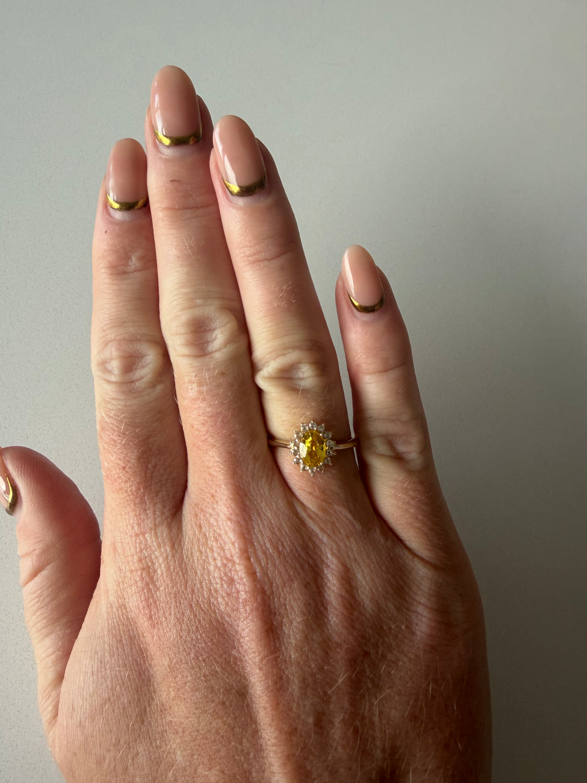 9ct Yellow Gold Yellow Sapphire and CZ Ring