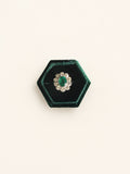 Platinum Diamond & Emerald Cluster Ring | 375 Vintage