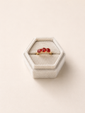 Vintage 9ct gold three stone garnet ring size P – 375 Vintage