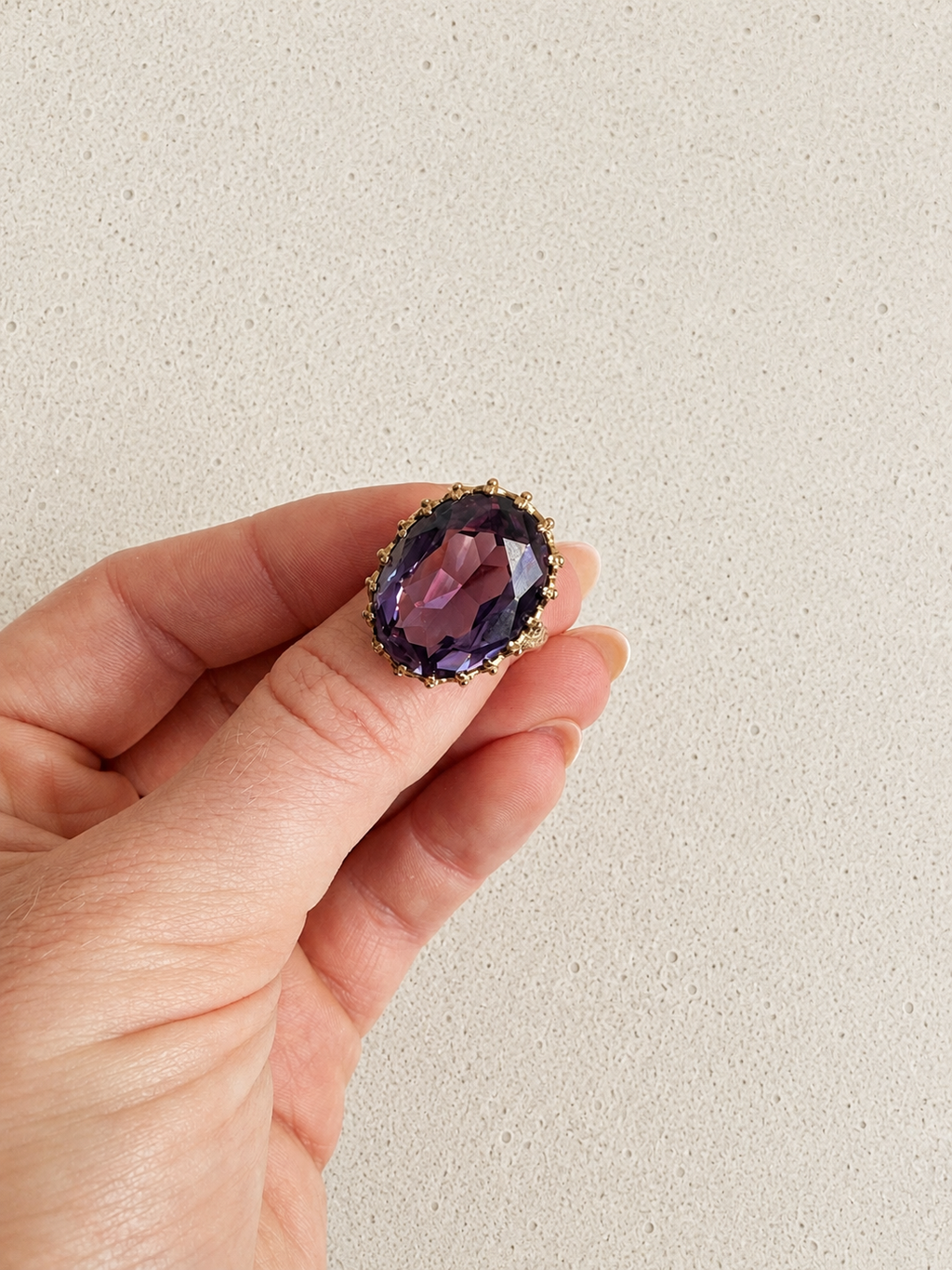 9ct Yellow Gold Amethyst Cocktail Ring