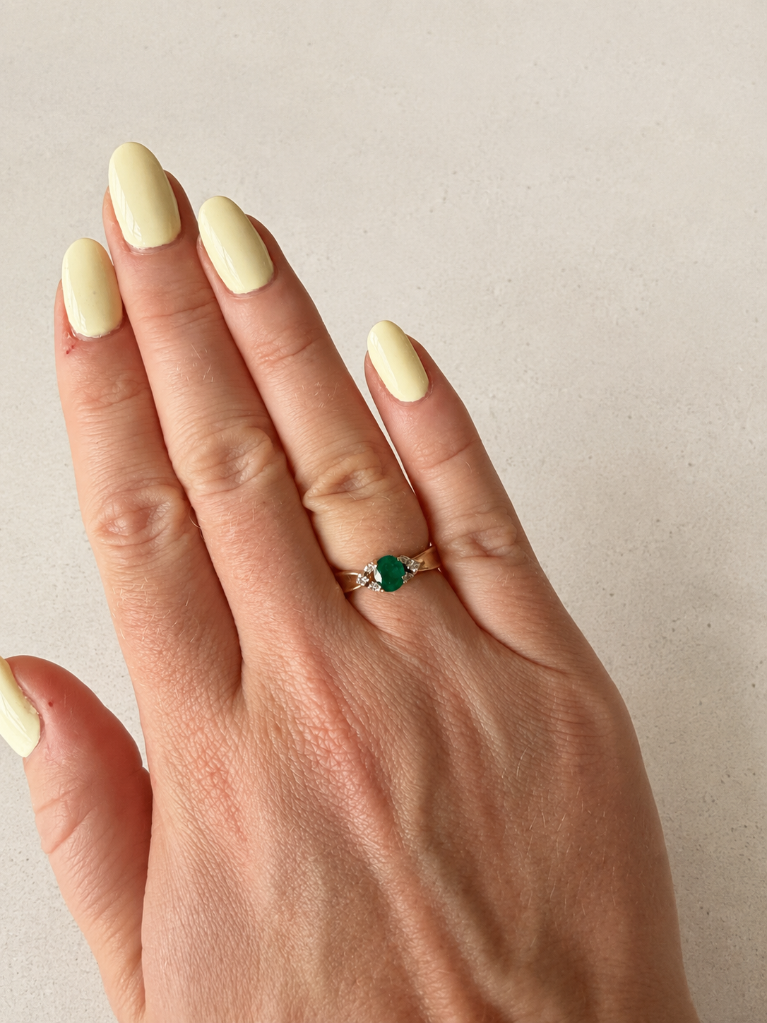 9ct Yellow Gold Emerald and Diamond Ring