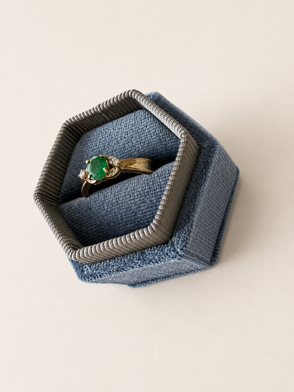 9ct Yellow Gold Emerald and Diamond Ring