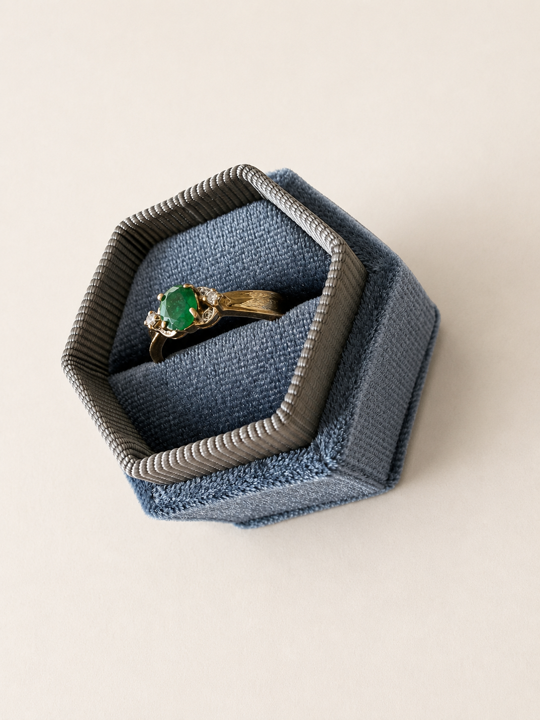 9ct Yellow Gold Emerald and Diamond Ring