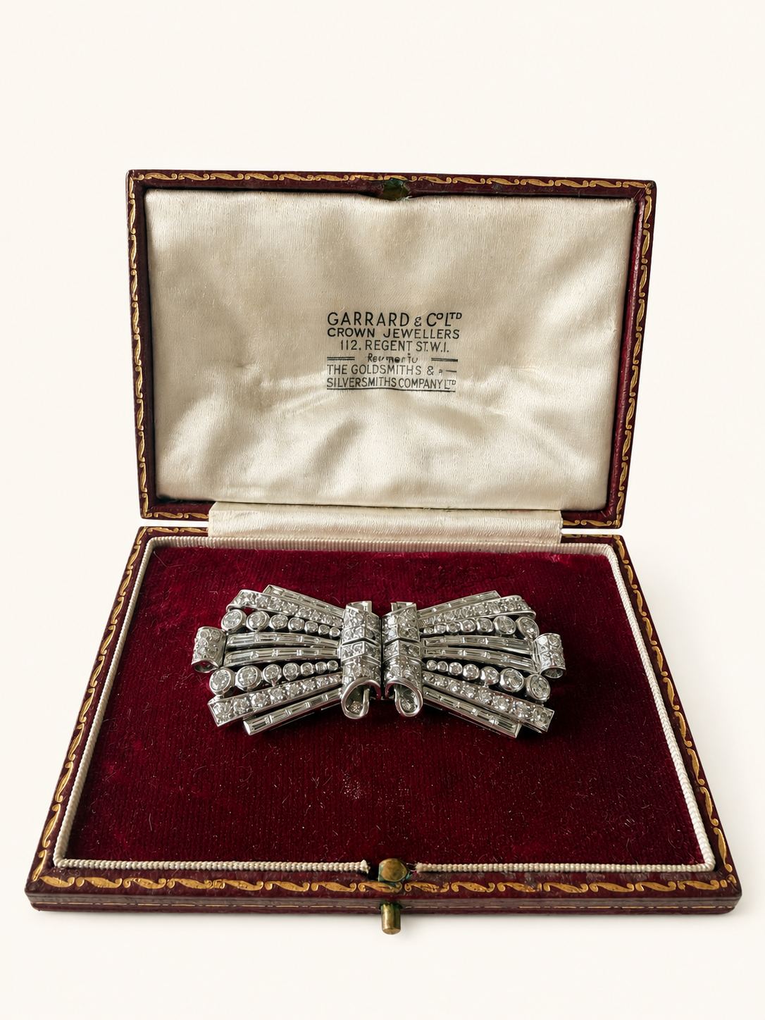 Garrard & Co. Platinum & Diamond Double Clip Bow Brooch