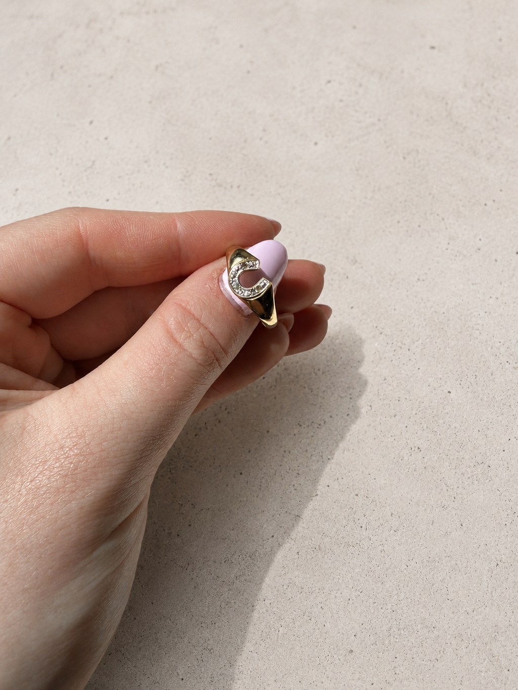 9ct Horseshoe Ring with Diamonds