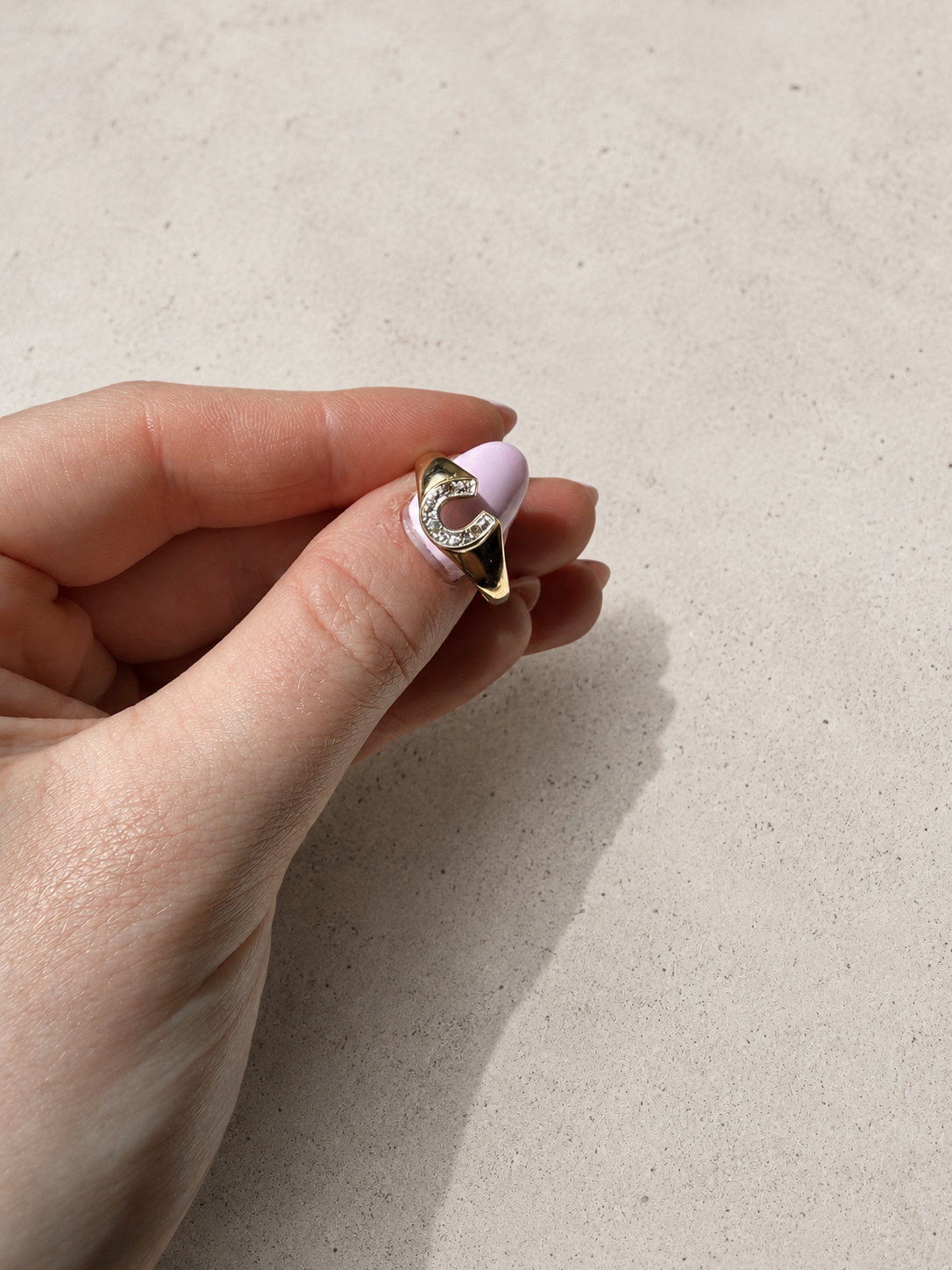 9ct Horseshoe Ring with Diamonds