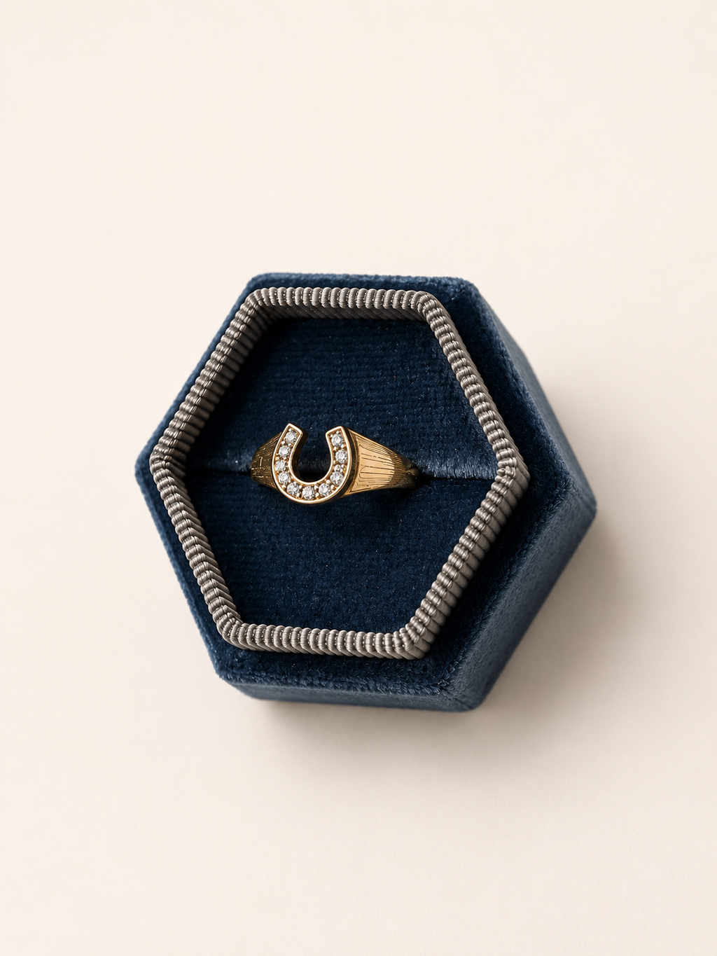 9ct Horseshoe Ring with Diamonds