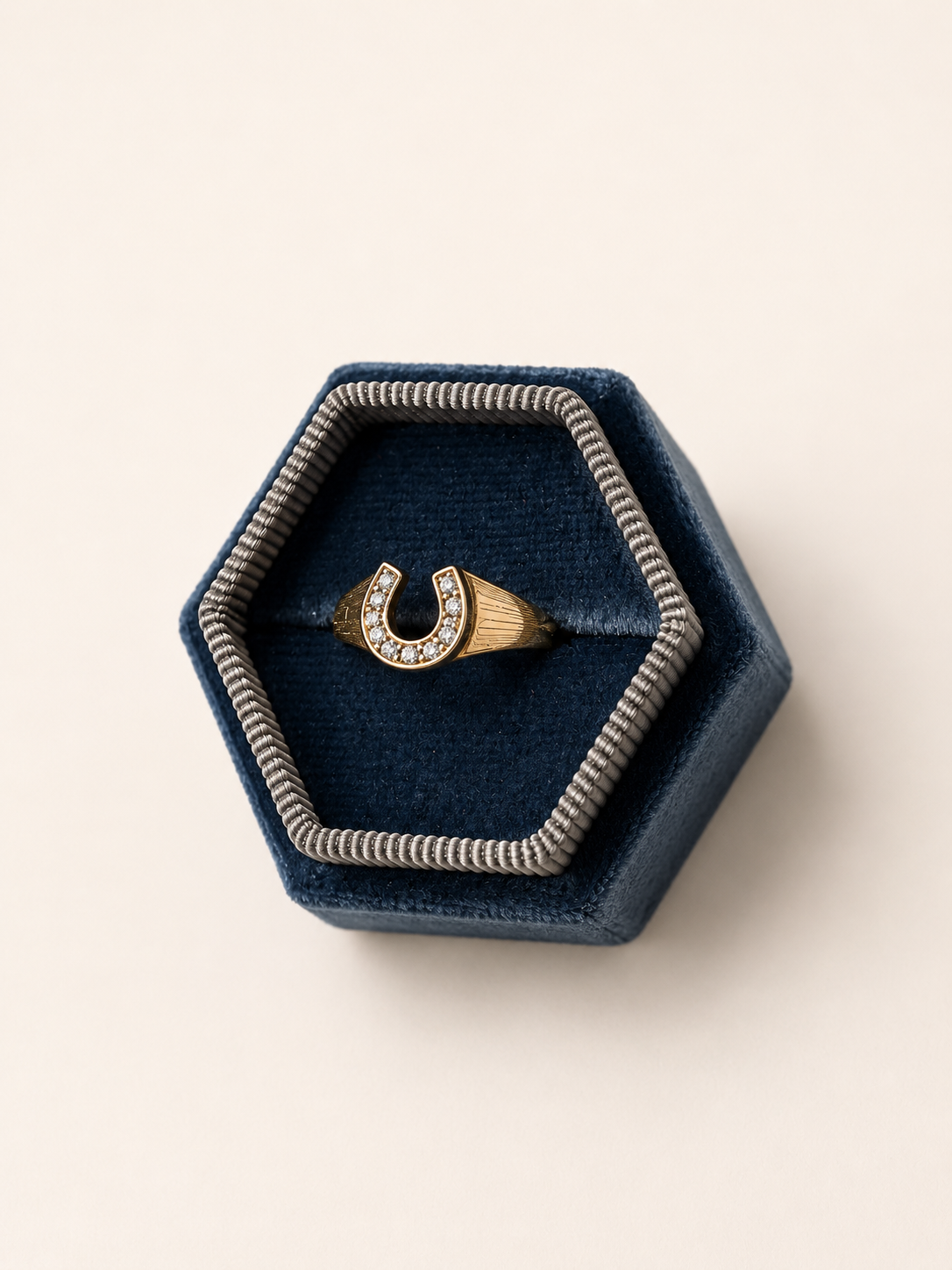 9ct Horseshoe Ring with Diamonds