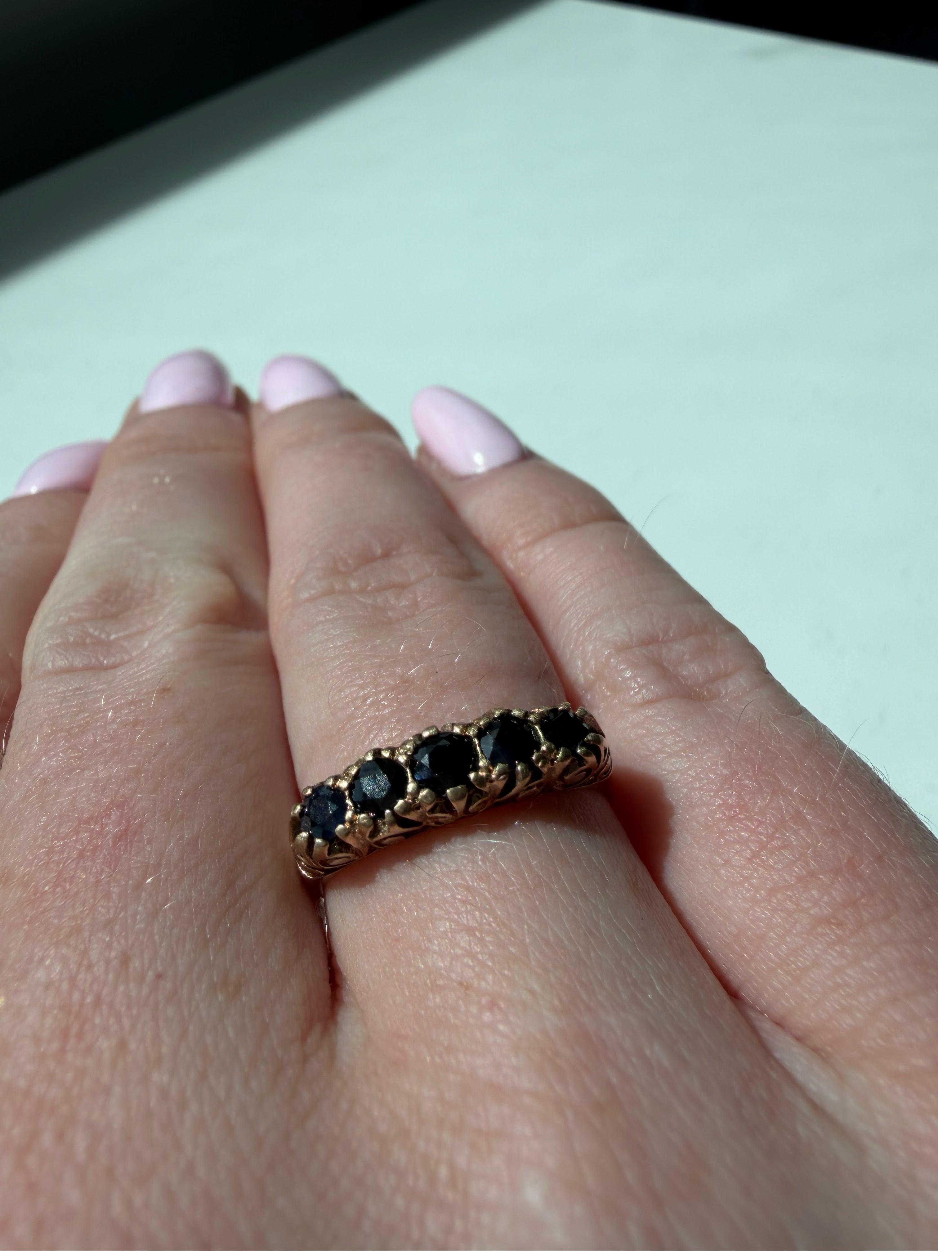 9ct Five Stone Sapphire Ring