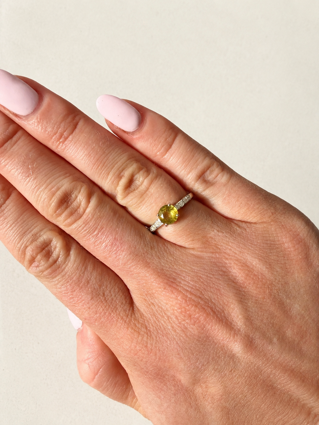 9ct peridot and diamond engagement ring 