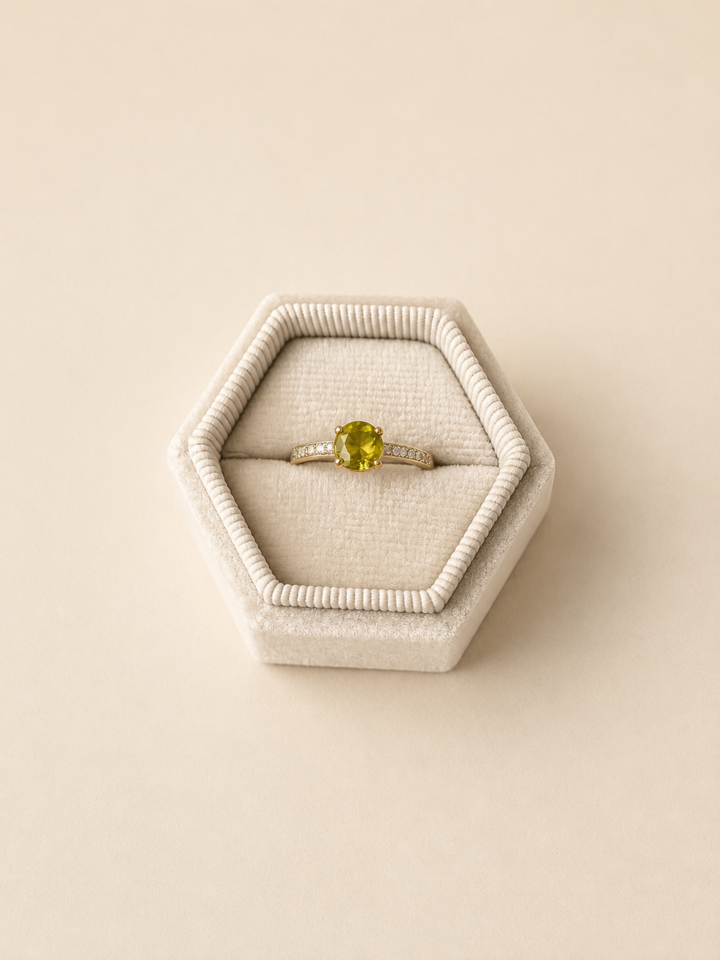 9ct peridot with diamond ring
