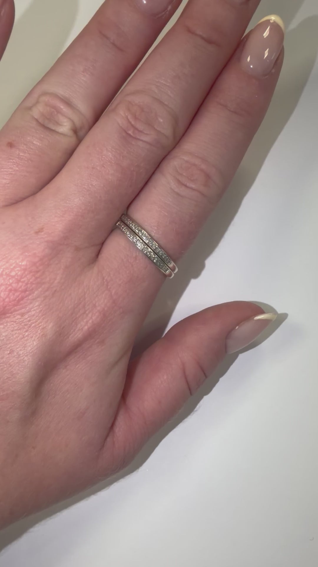 Silver and Diamond Eternity Stacking Ring