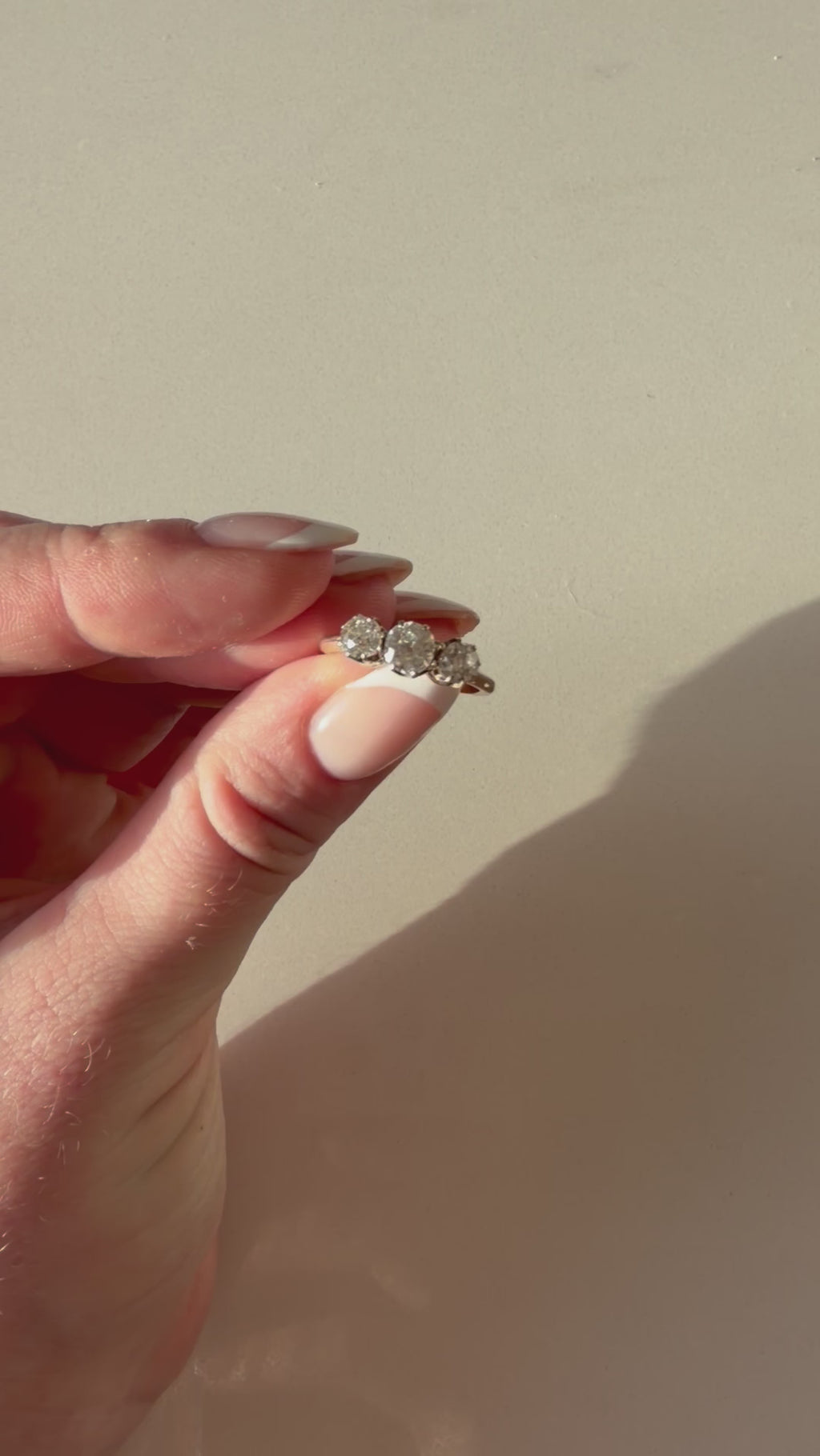 18ct Yellow Gold Old European Cut Diamond Trilogy Ring