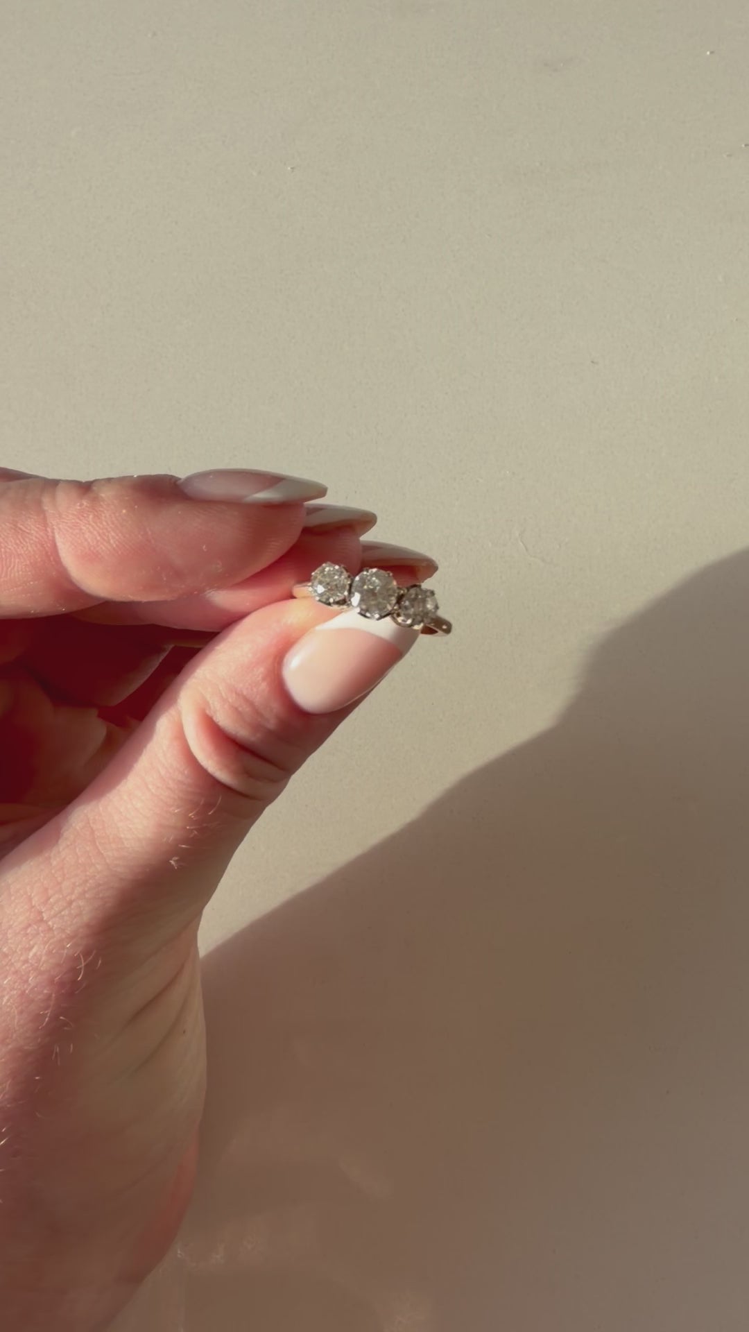 18ct Yellow Gold Old European Cut Diamond Trilogy Ring