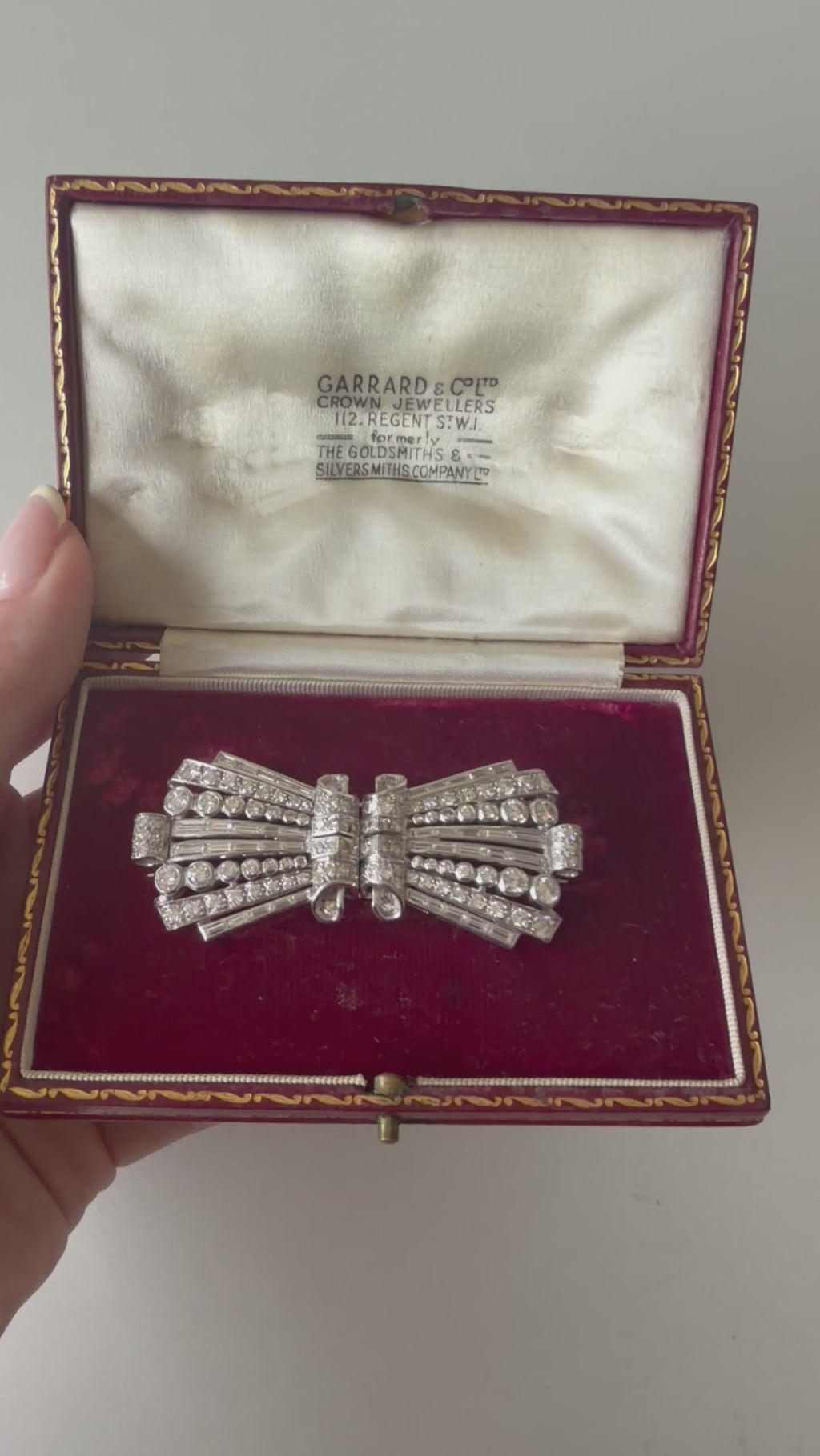 Garrard & Co. Platinum & Diamond Double Clip Bow Brooch