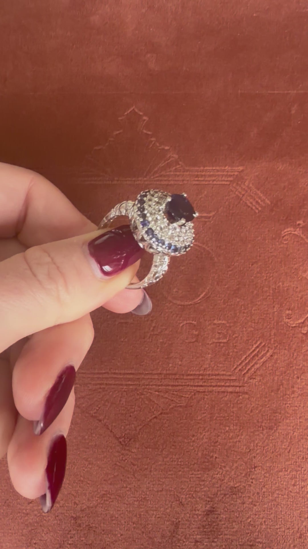 14ct White Gold Diamonds and Sapphire Cluster Ring