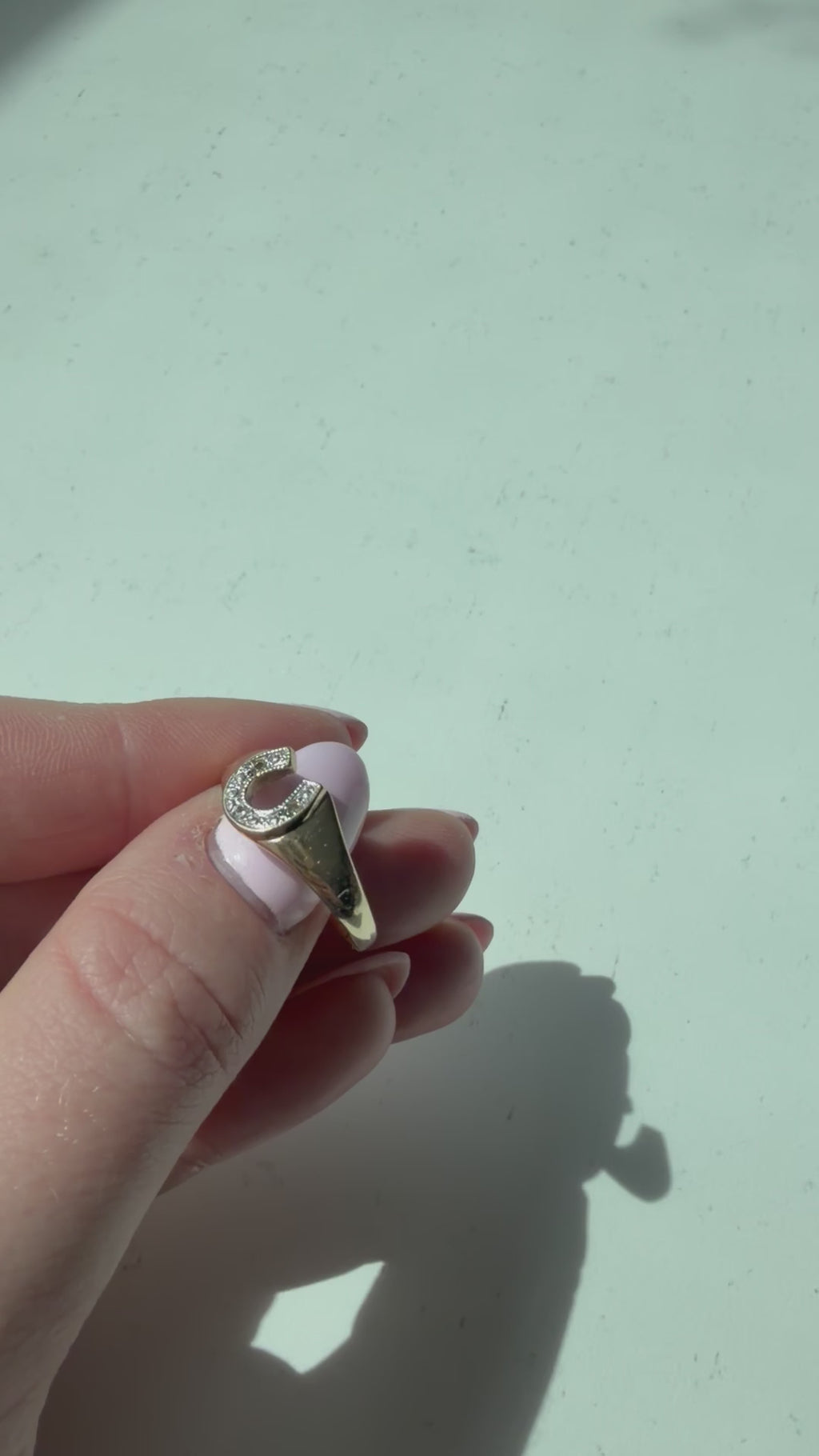 9ct Horseshoe Ring with Diamonds