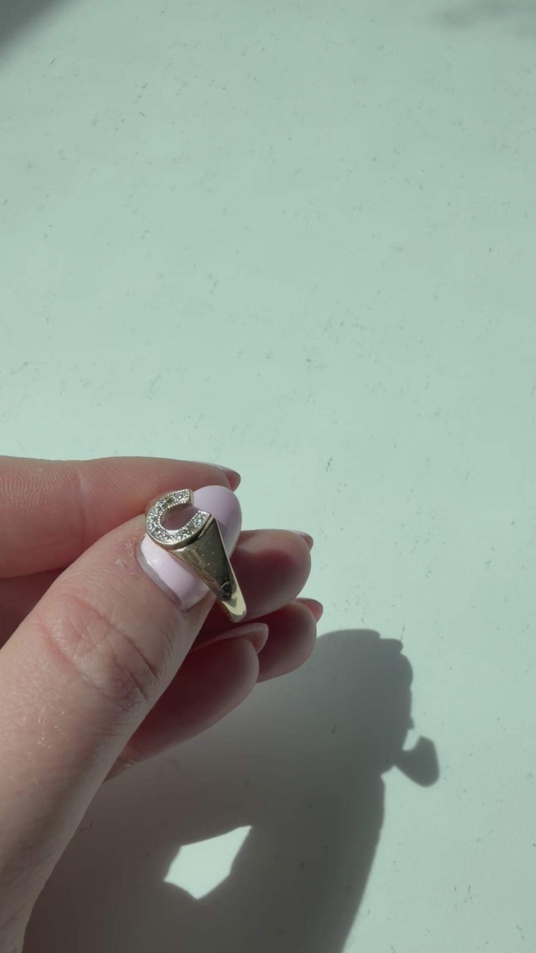 9ct Horseshoe Ring with Diamonds